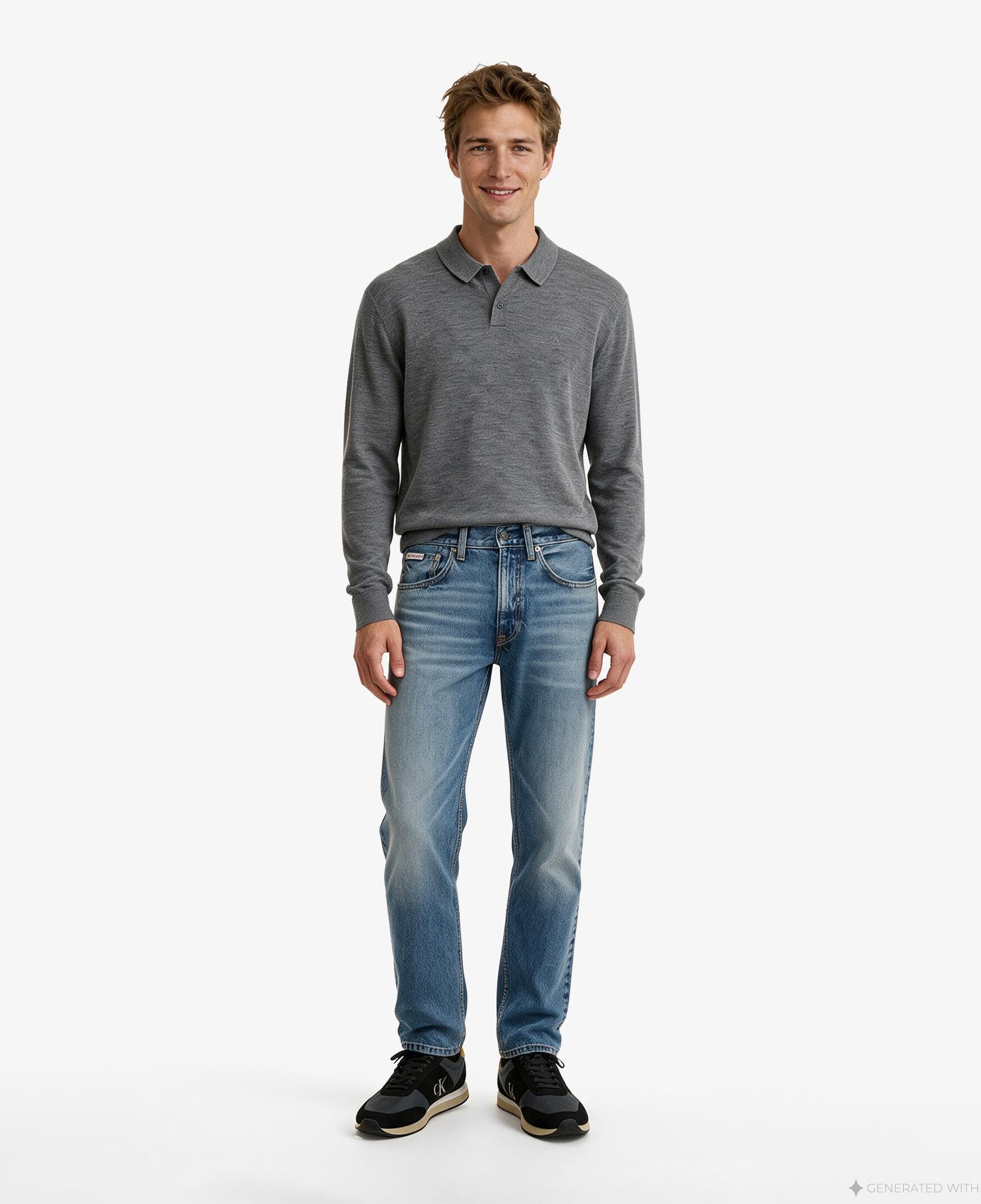 Calvin Klein Merino Erkek Gri Triko