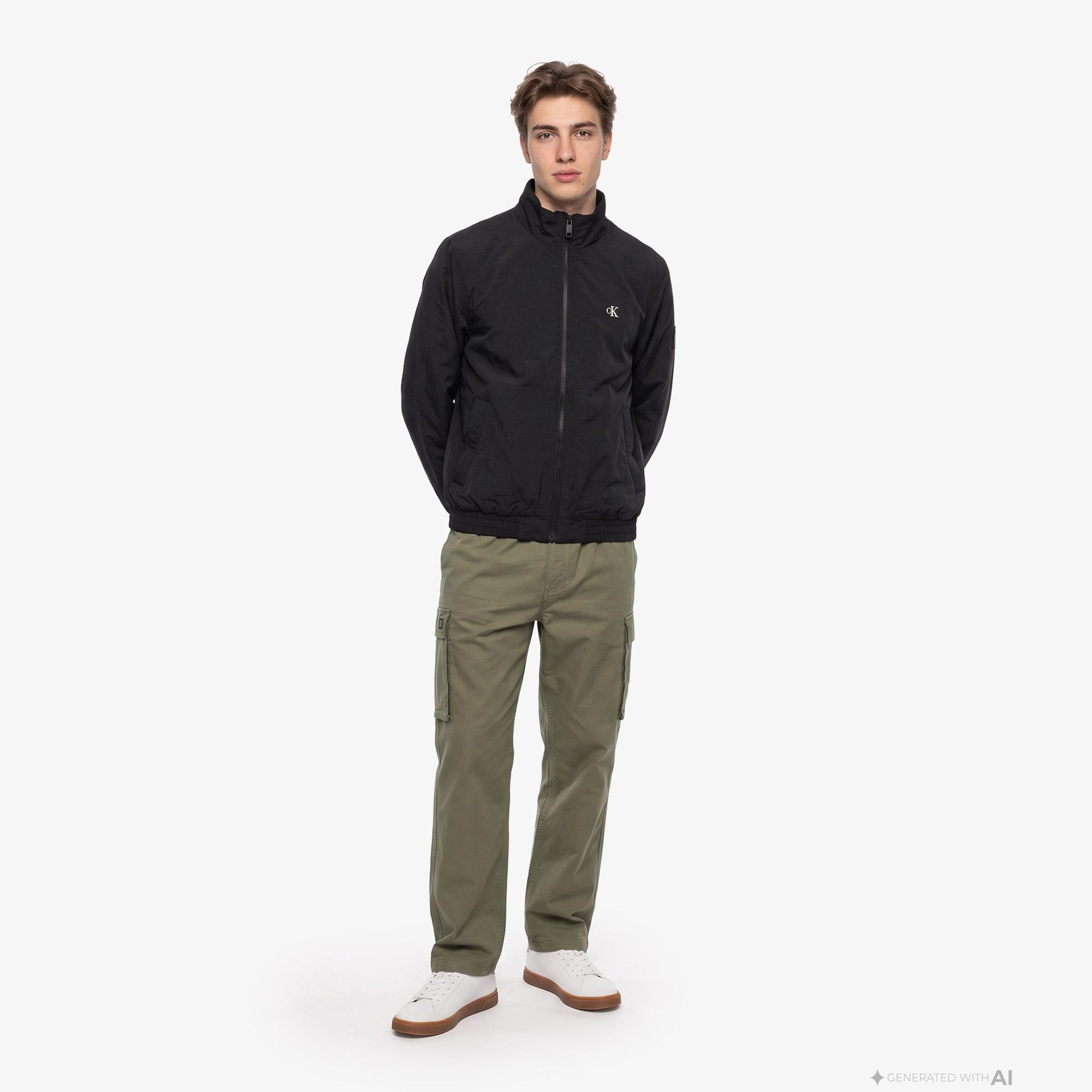 Calvin Klein Padded Nylon Harrington Erkek Siyah Ceket