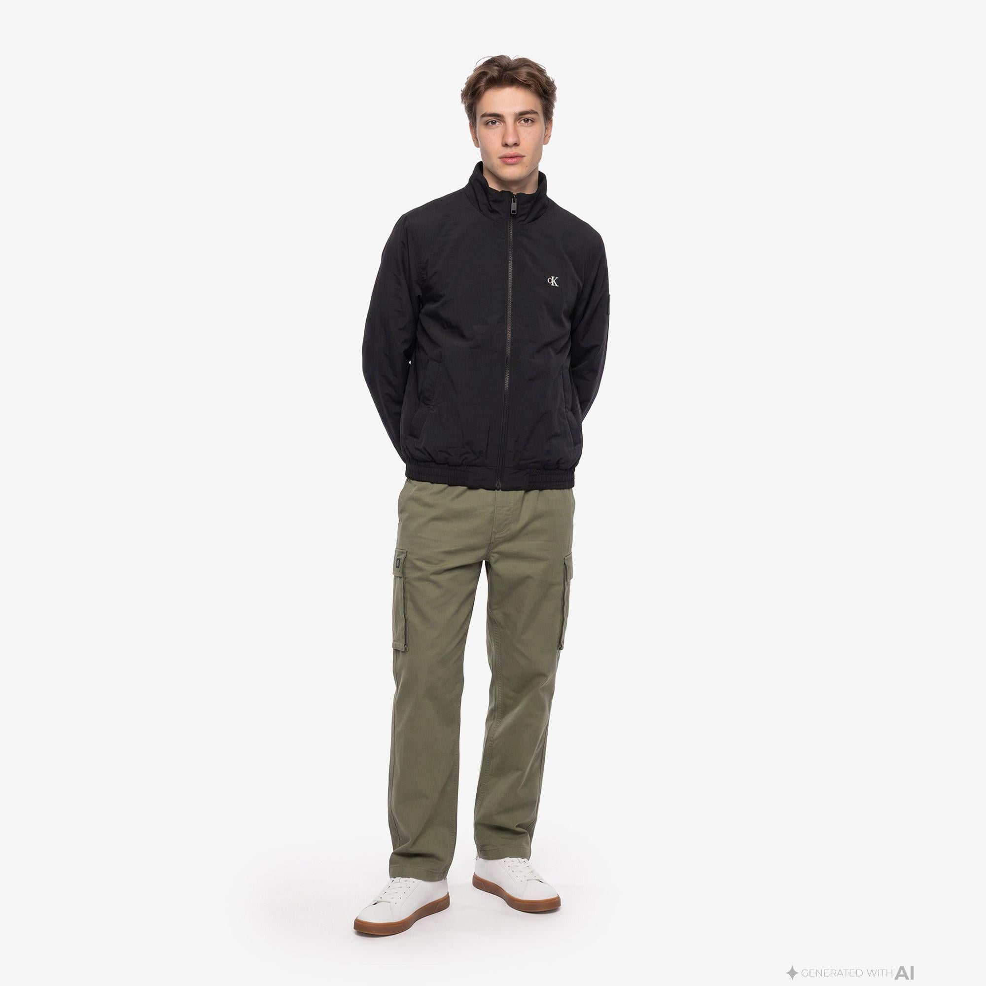 Calvin Klein Padded Nylon Harrington Erkek Siyah Ceket