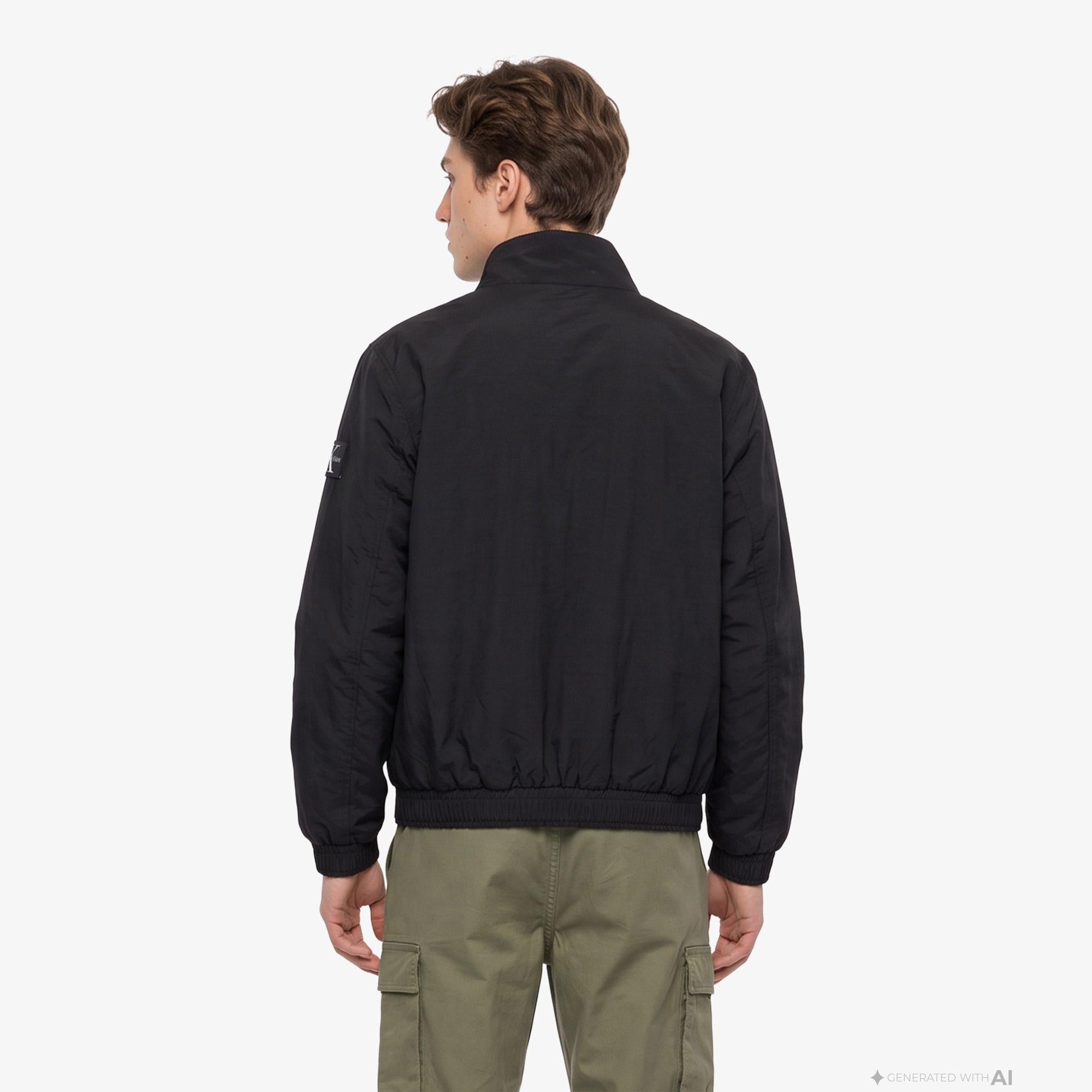 Calvin Klein Padded Nylon Harrington Erkek Siyah Ceket