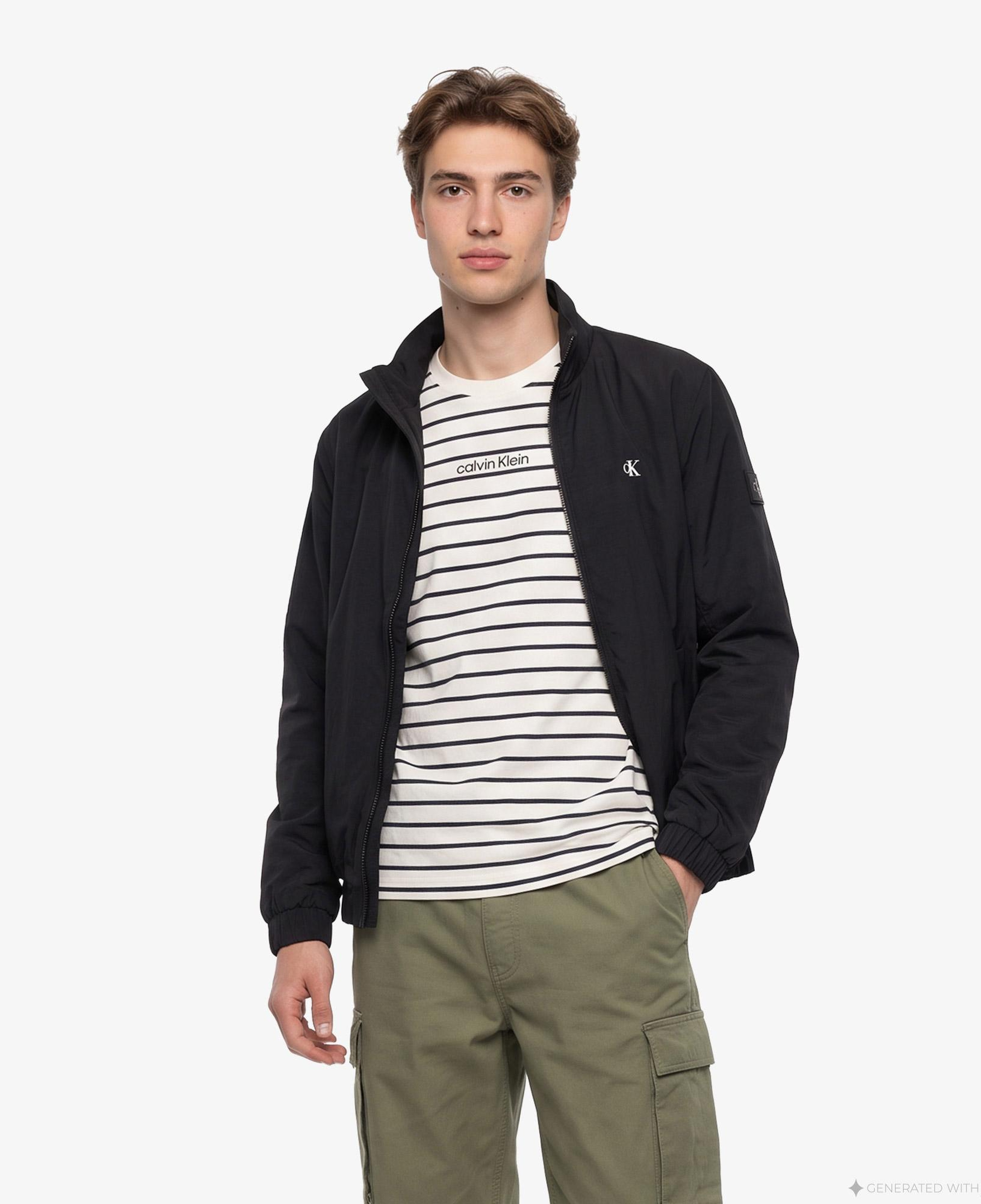 Calvin Klein Padded Nylon Harrington Erkek Siyah Ceket