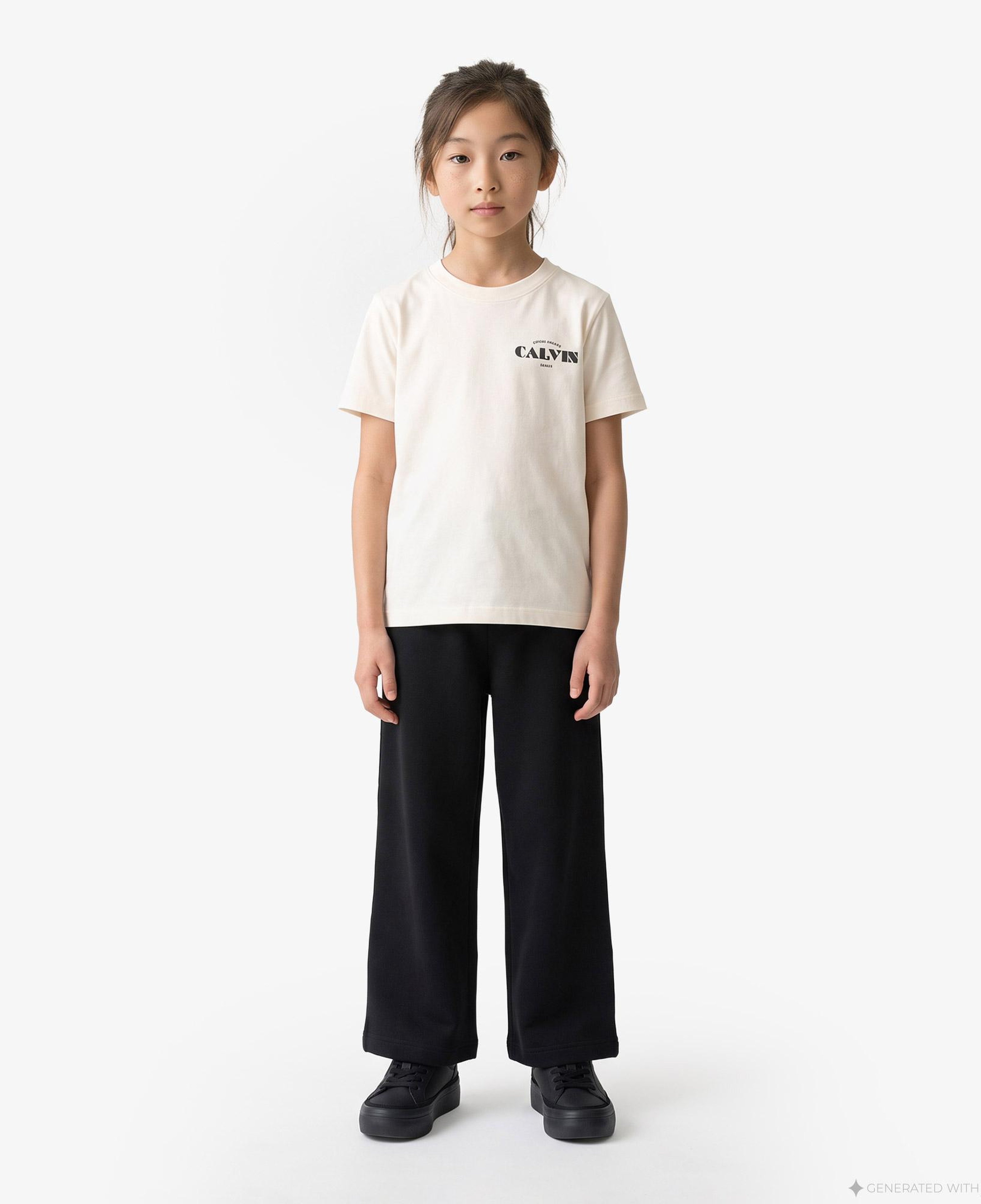 Calvin Klein Logo Wide Leg Çocuk Siyah Eşofman Altı