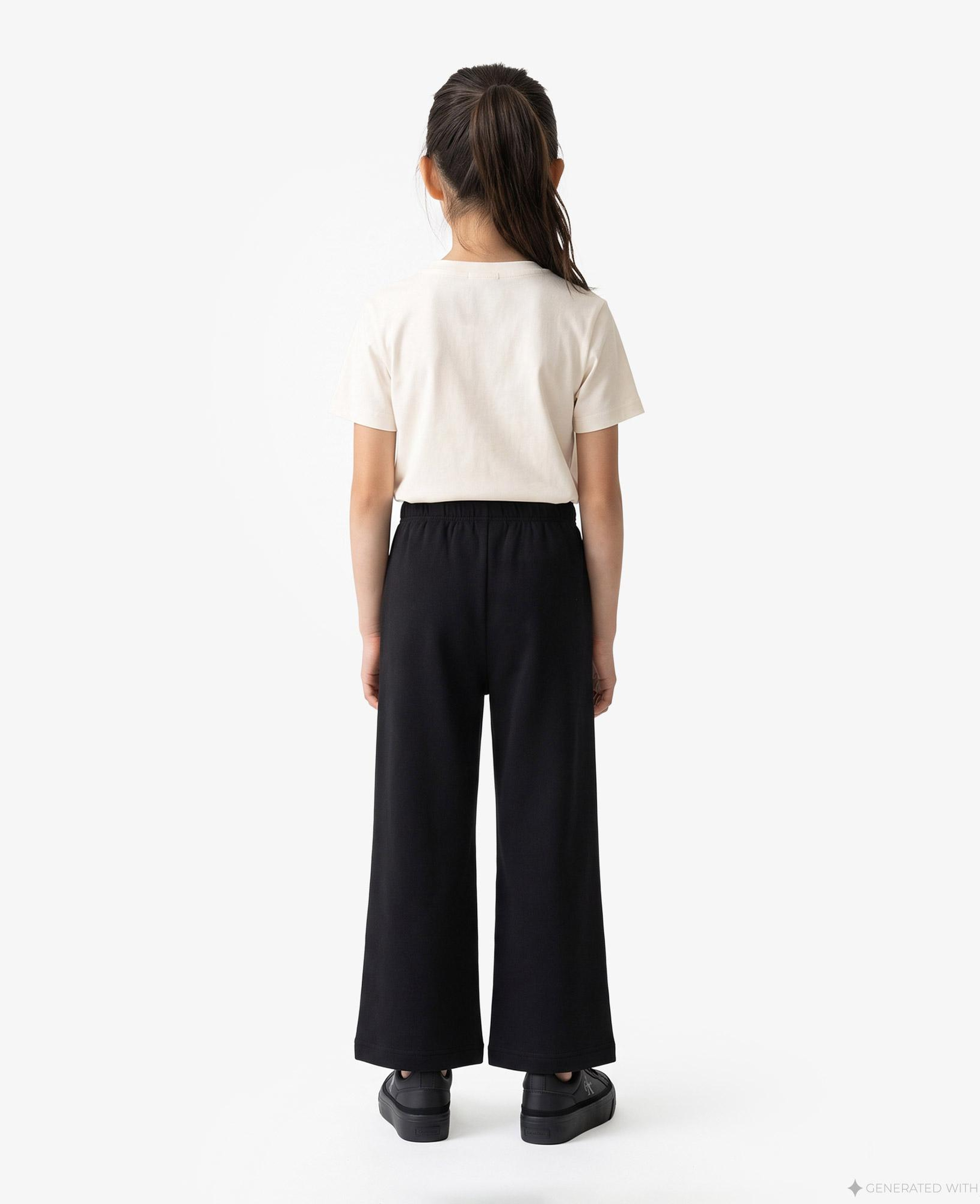 Calvin Klein Logo Wide Leg Çocuk Siyah Eşofman Altı