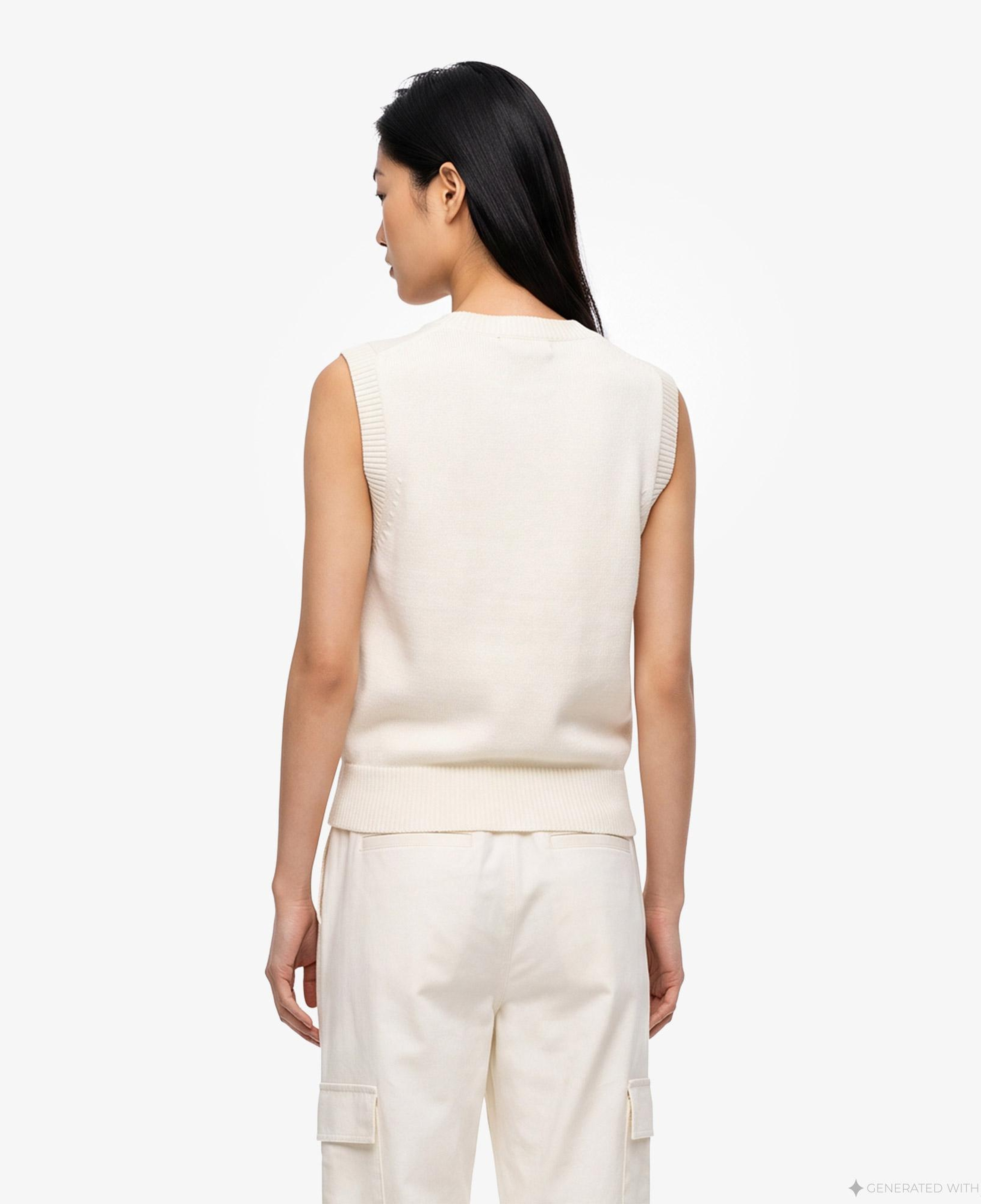 Calvin Klein Logo Tank Kadın Beyaz Triko