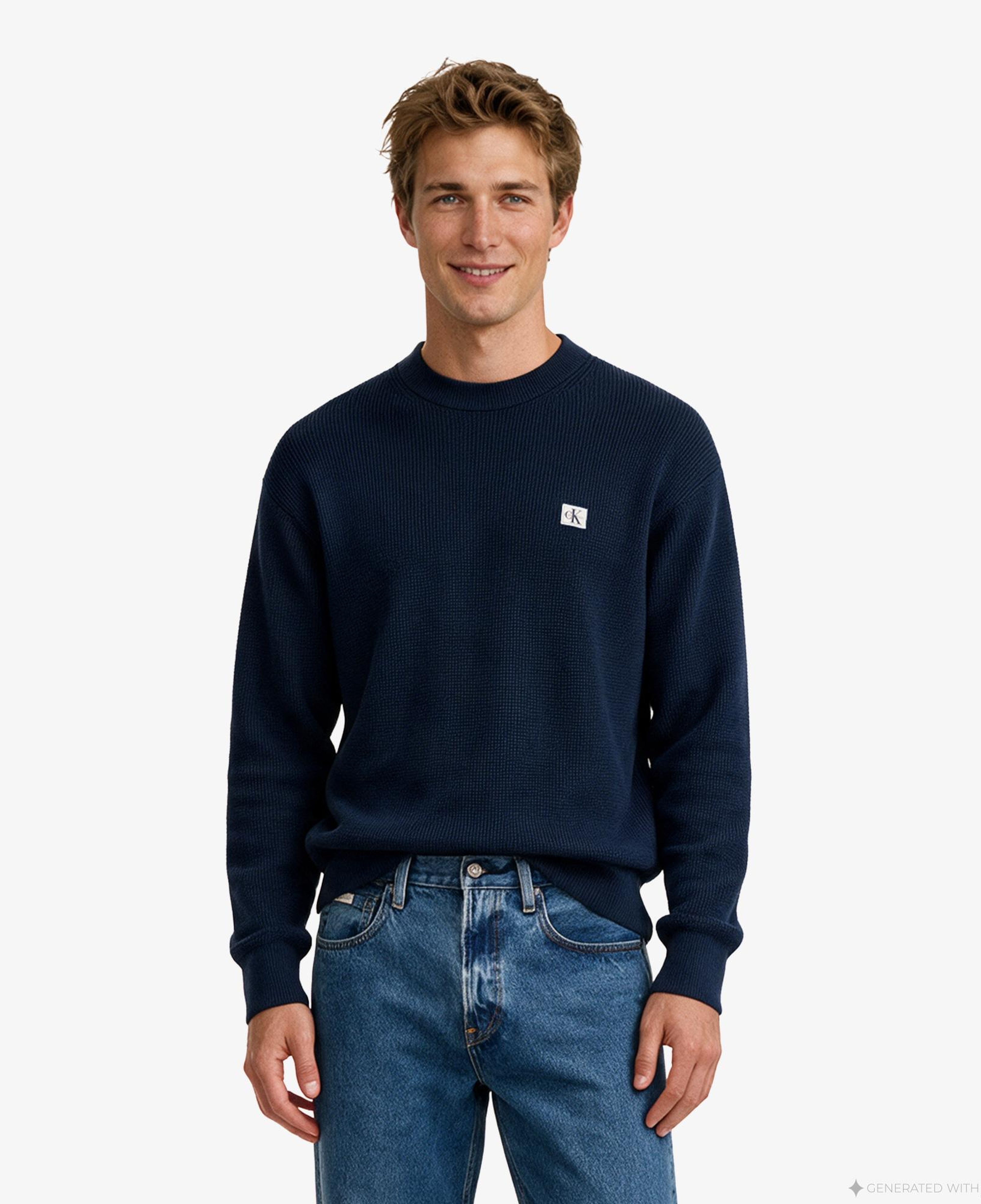 Calvin Klein Classic Cotton Erkek Mavi Triko