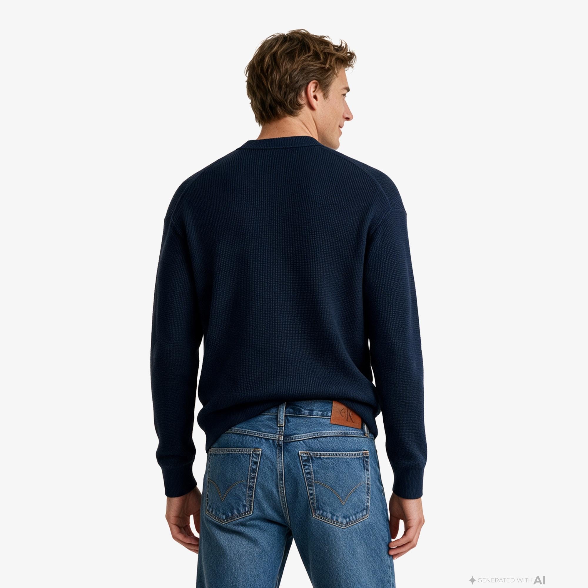 Calvin Klein Classic Cotton Erkek Mavi Triko
