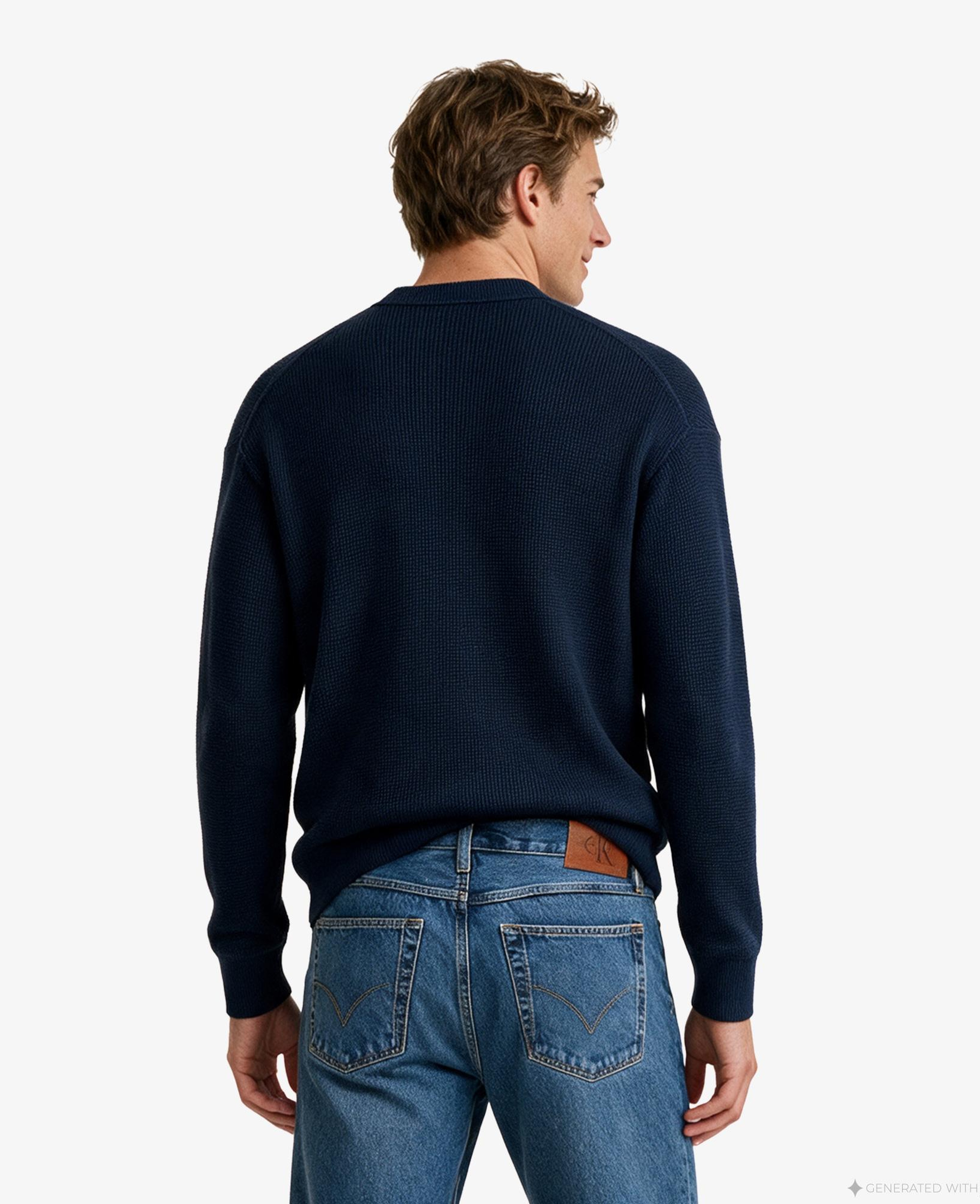 Calvin Klein Classic Cotton Erkek Mavi Triko