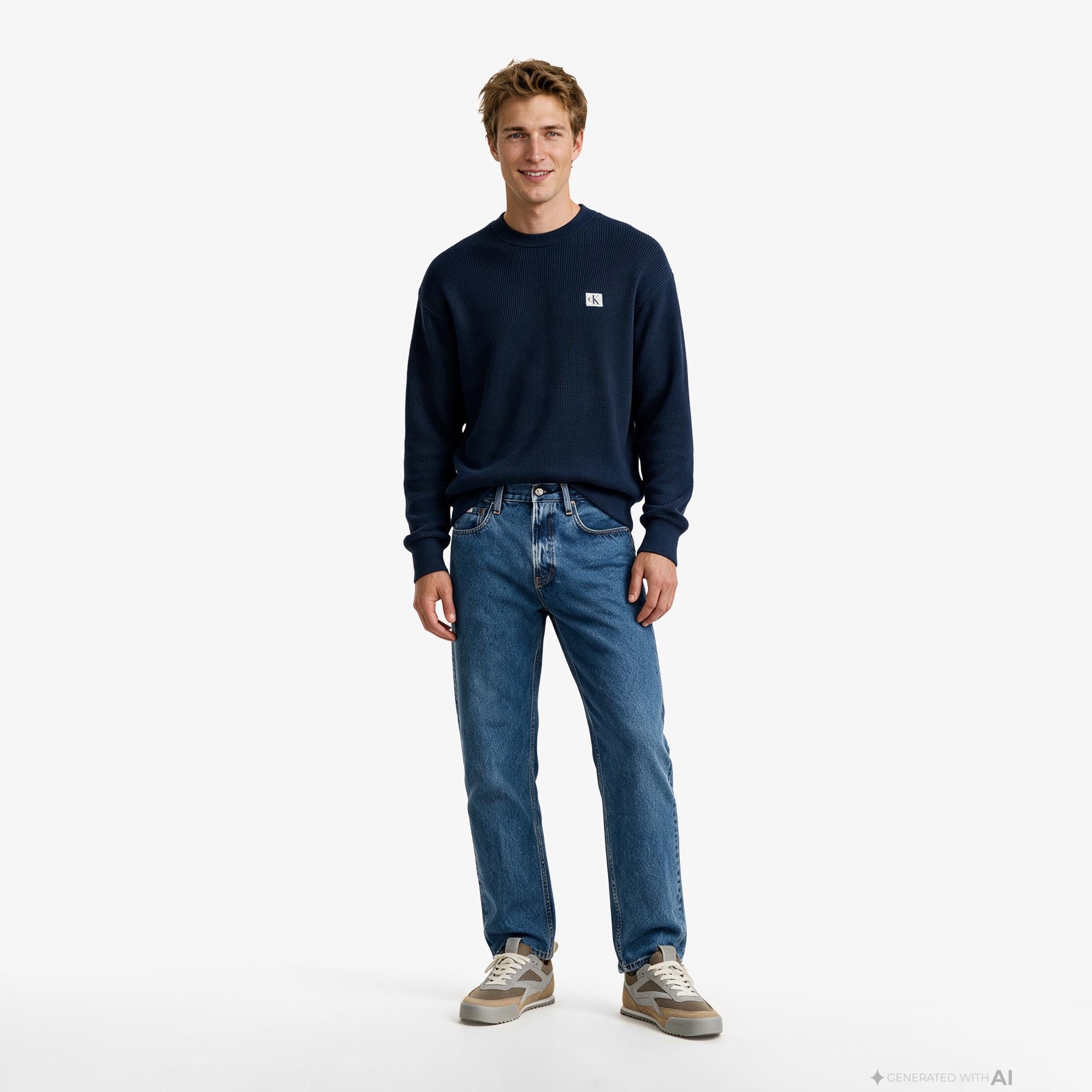 Calvin Klein Classic Cotton Erkek Mavi Triko