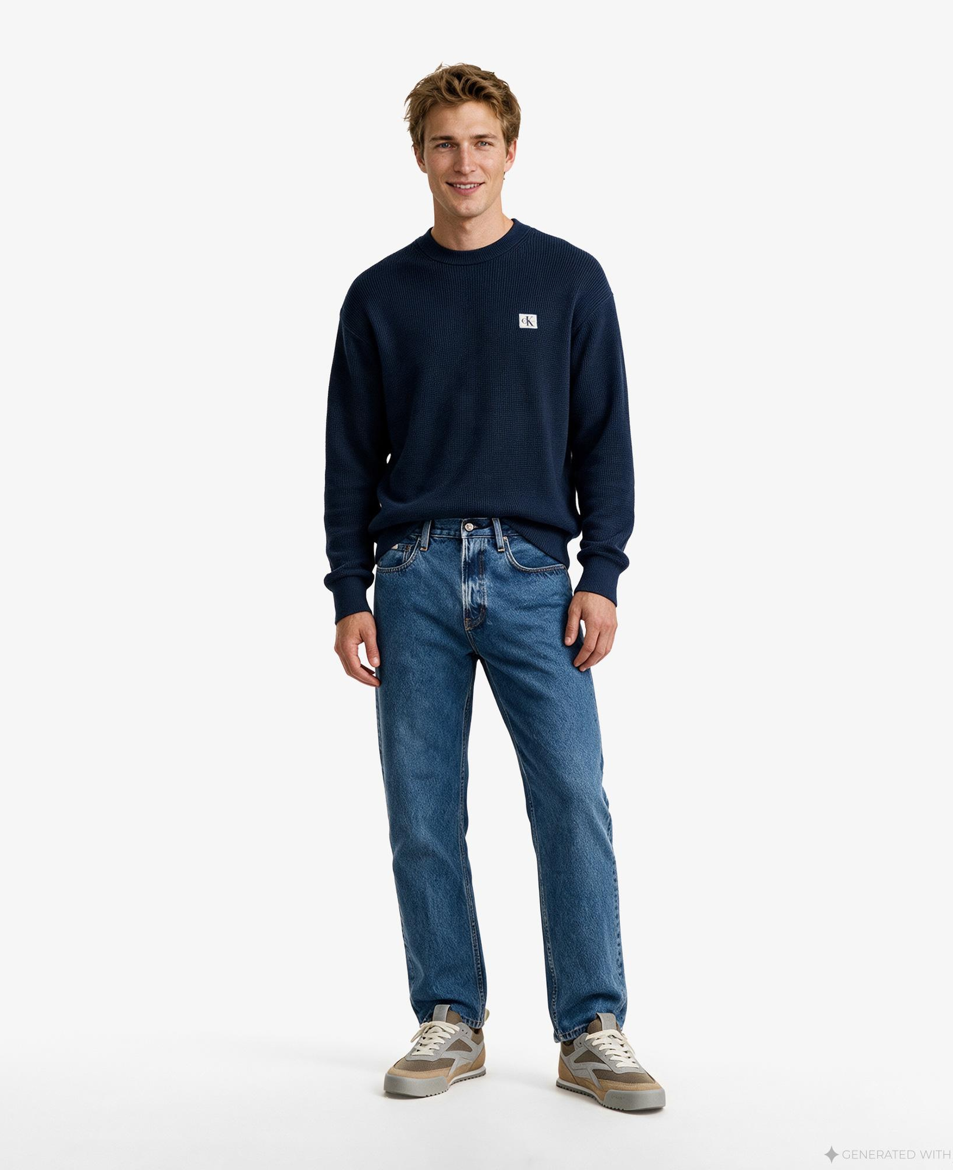Calvin Klein Classic Cotton Erkek Mavi Triko