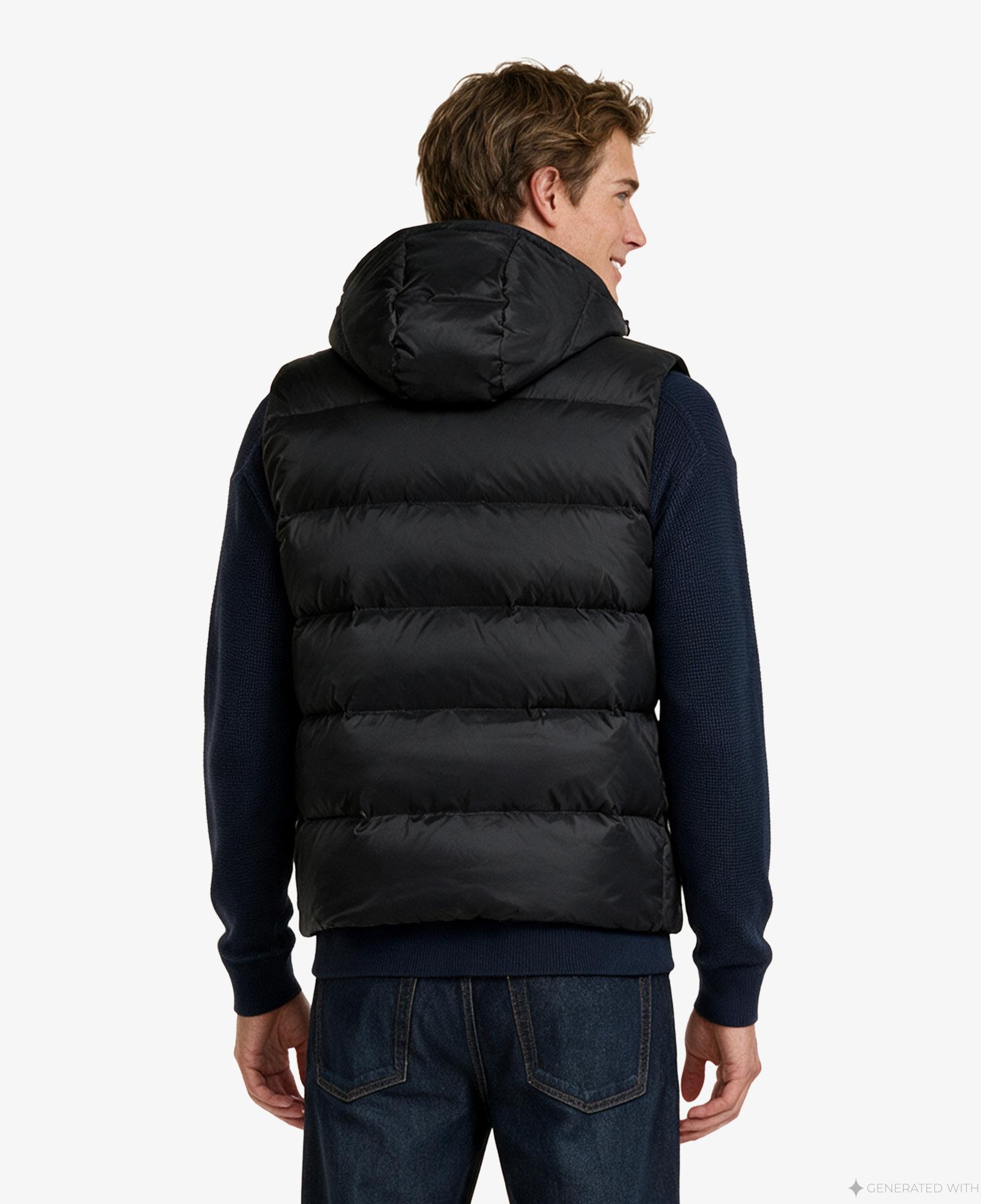 Calvin Klein Nylon Zip Off Down Puffer Erkek Siyah Yelek