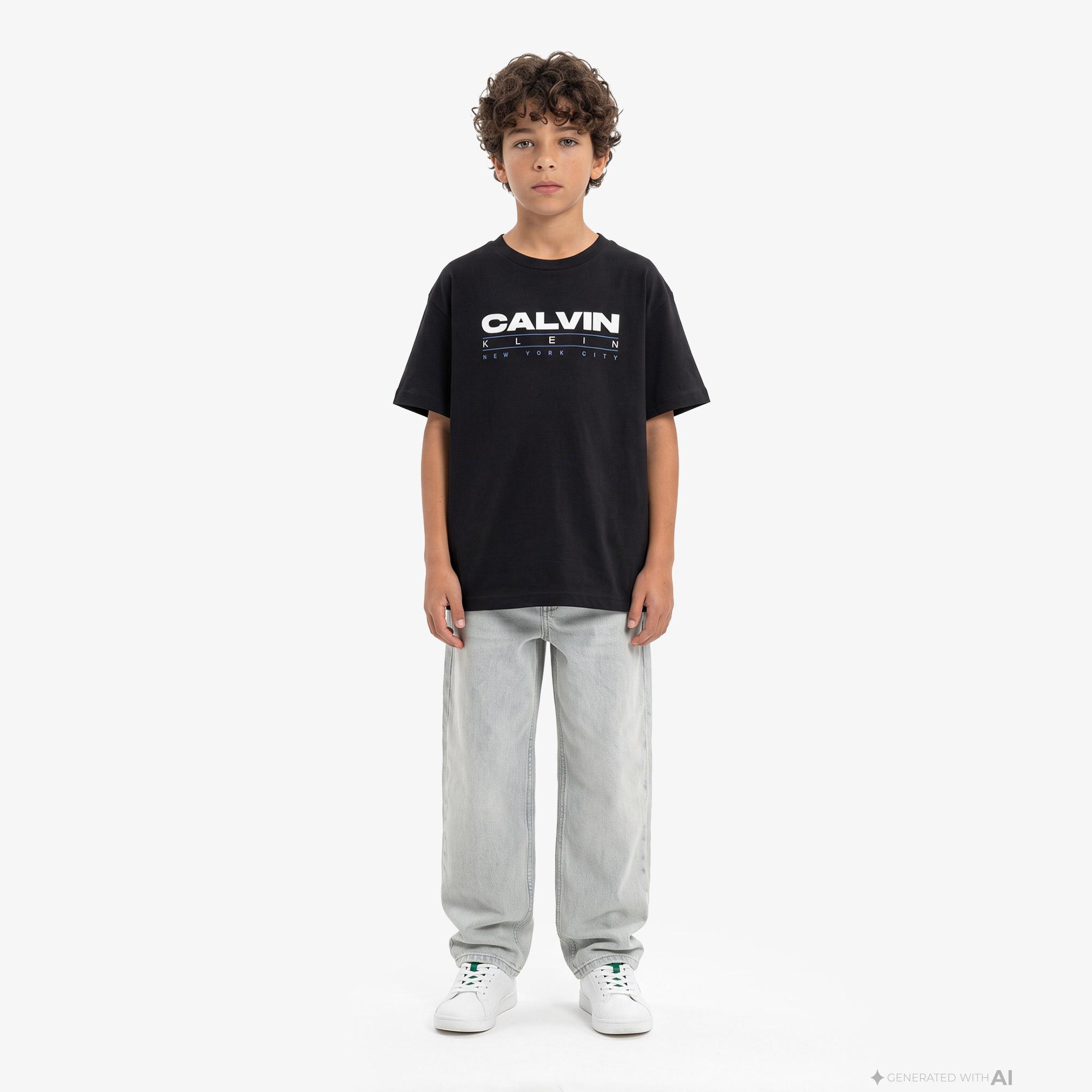Calvin Klein Print Çocuk Siyah T-Shirt
