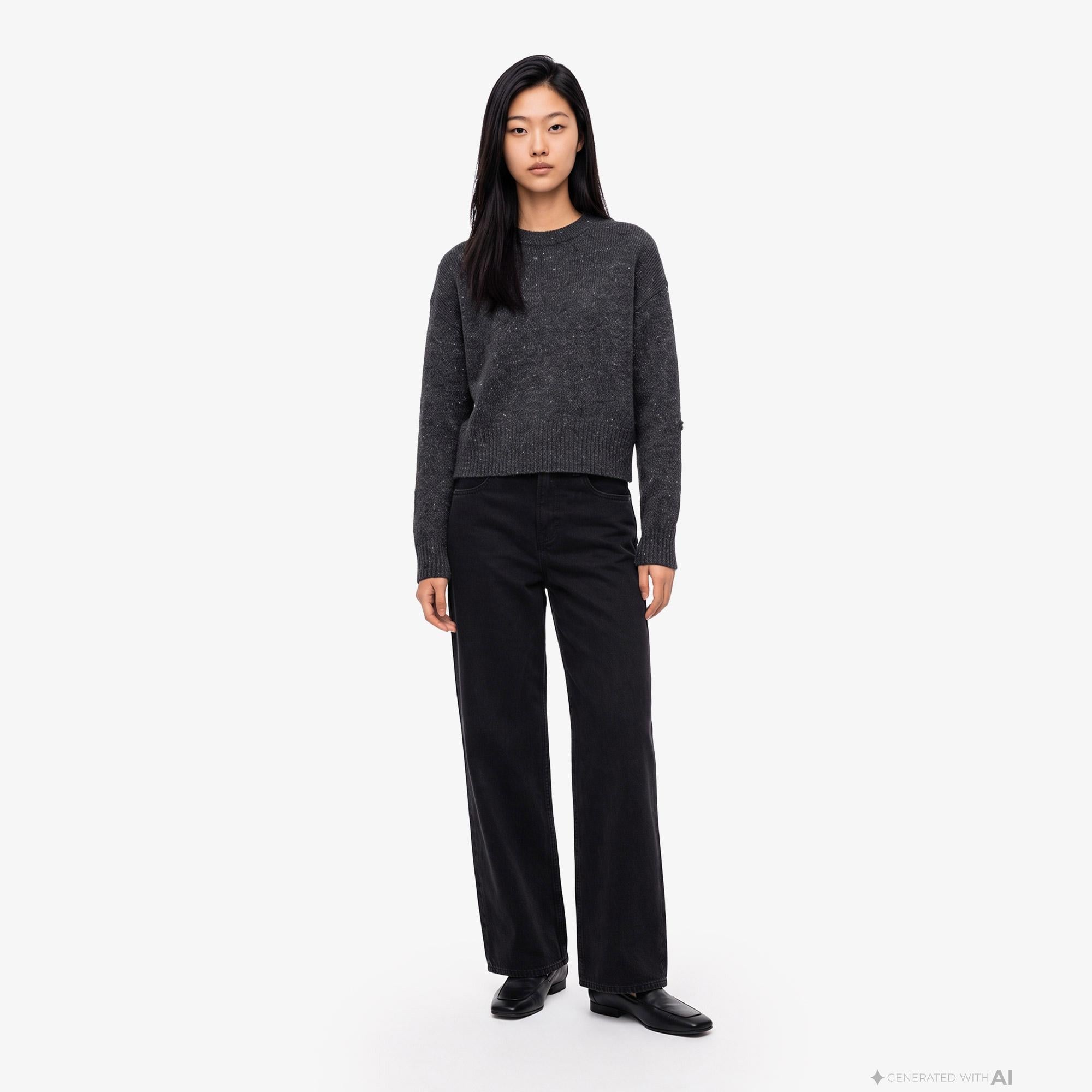 Calvin Klein The Wide Leg Worn Black Kadın Siyah Jean