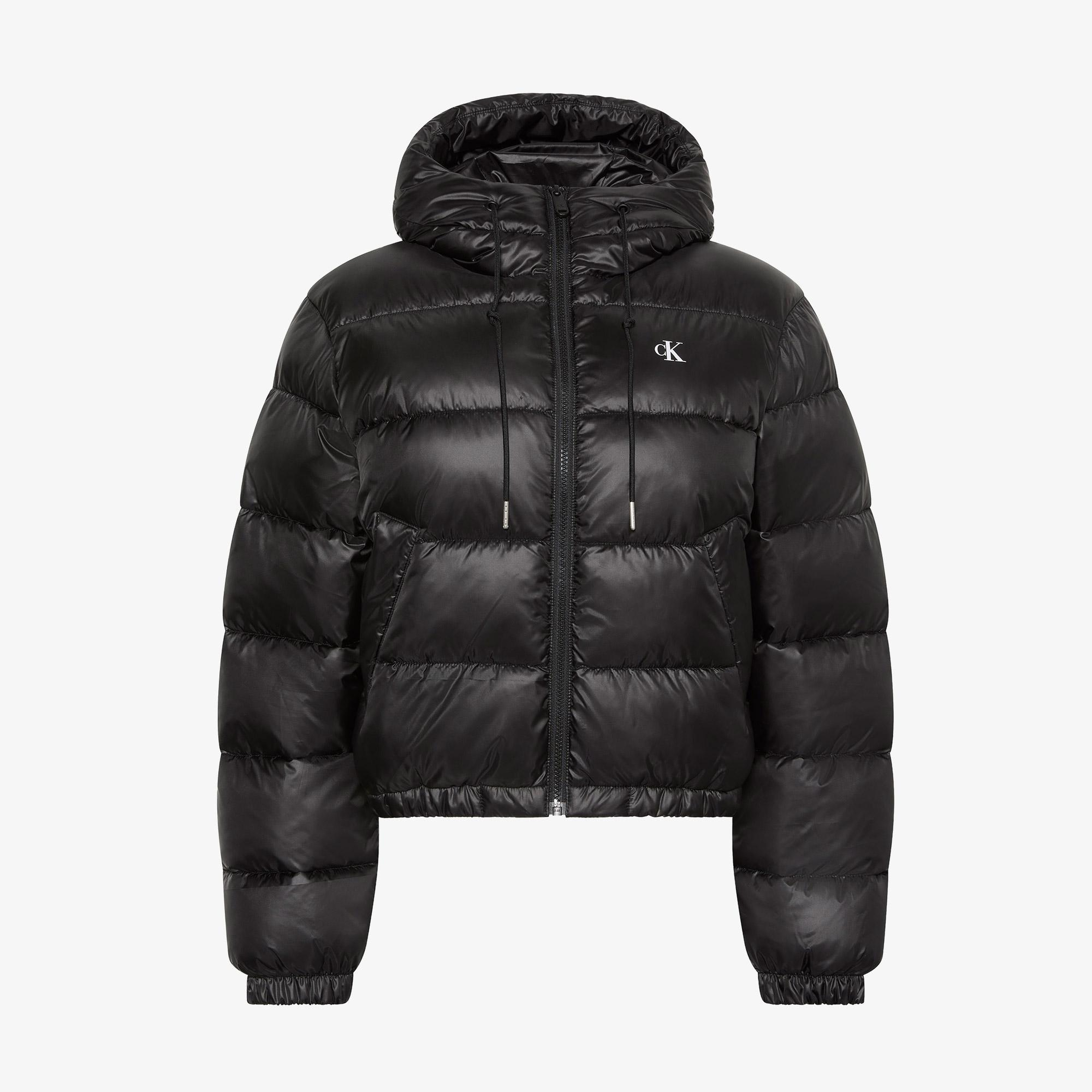 Calvin Klein Short Logo Puffer Kadın Siyah Ceket
