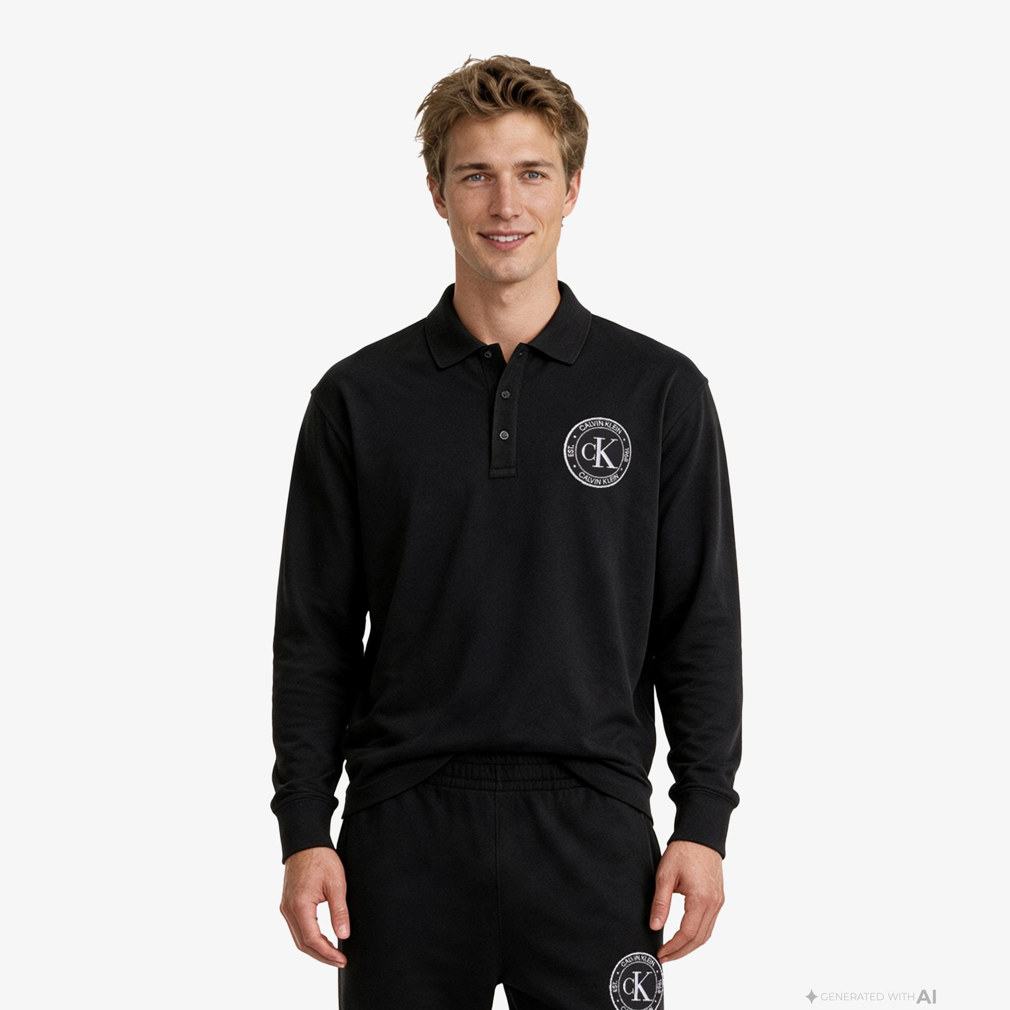 Calvin Klein Terry Graphic Erkek Siyah Sweatshirt