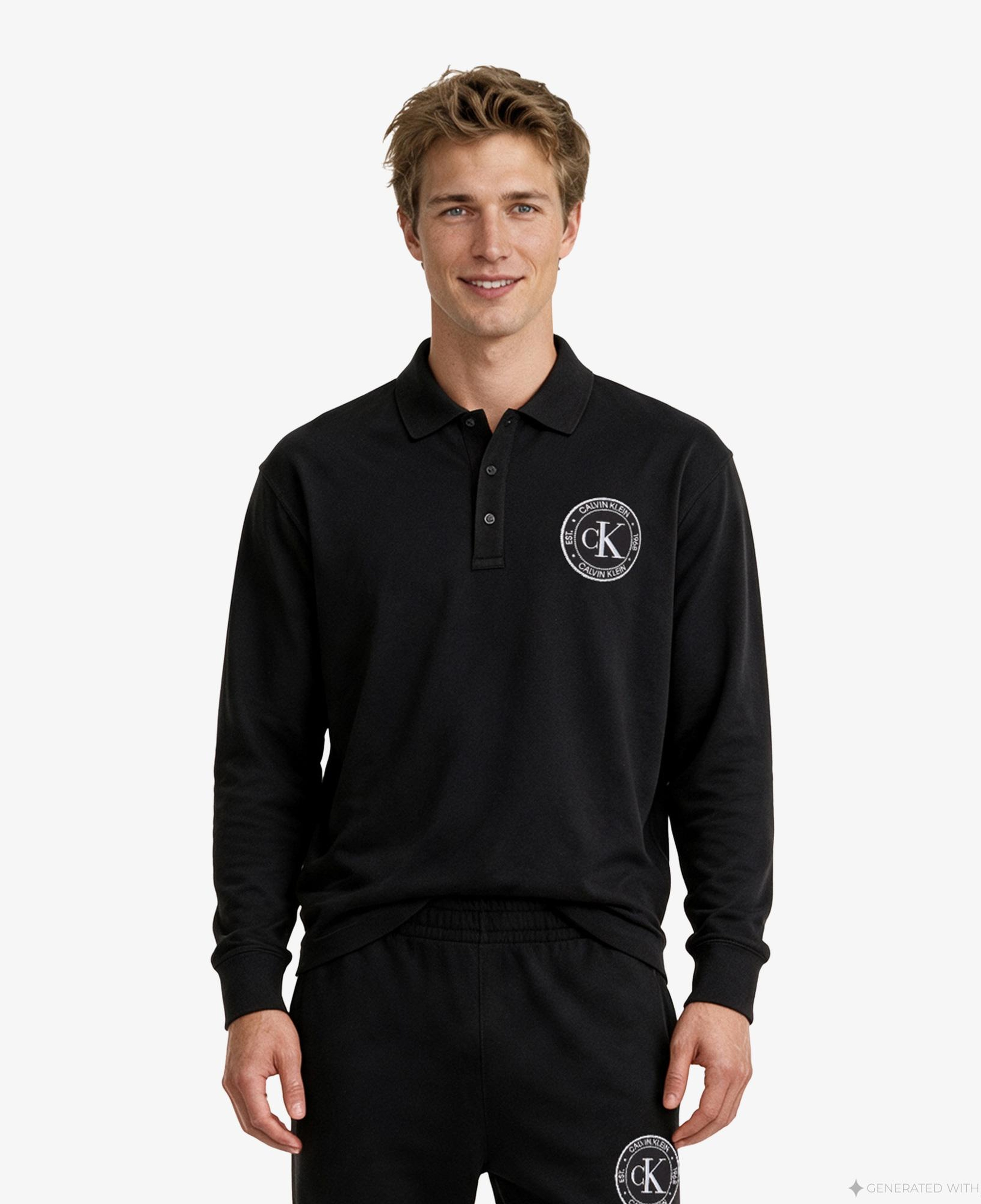 Calvin Klein Terry Graphic Erkek Siyah Sweatshirt