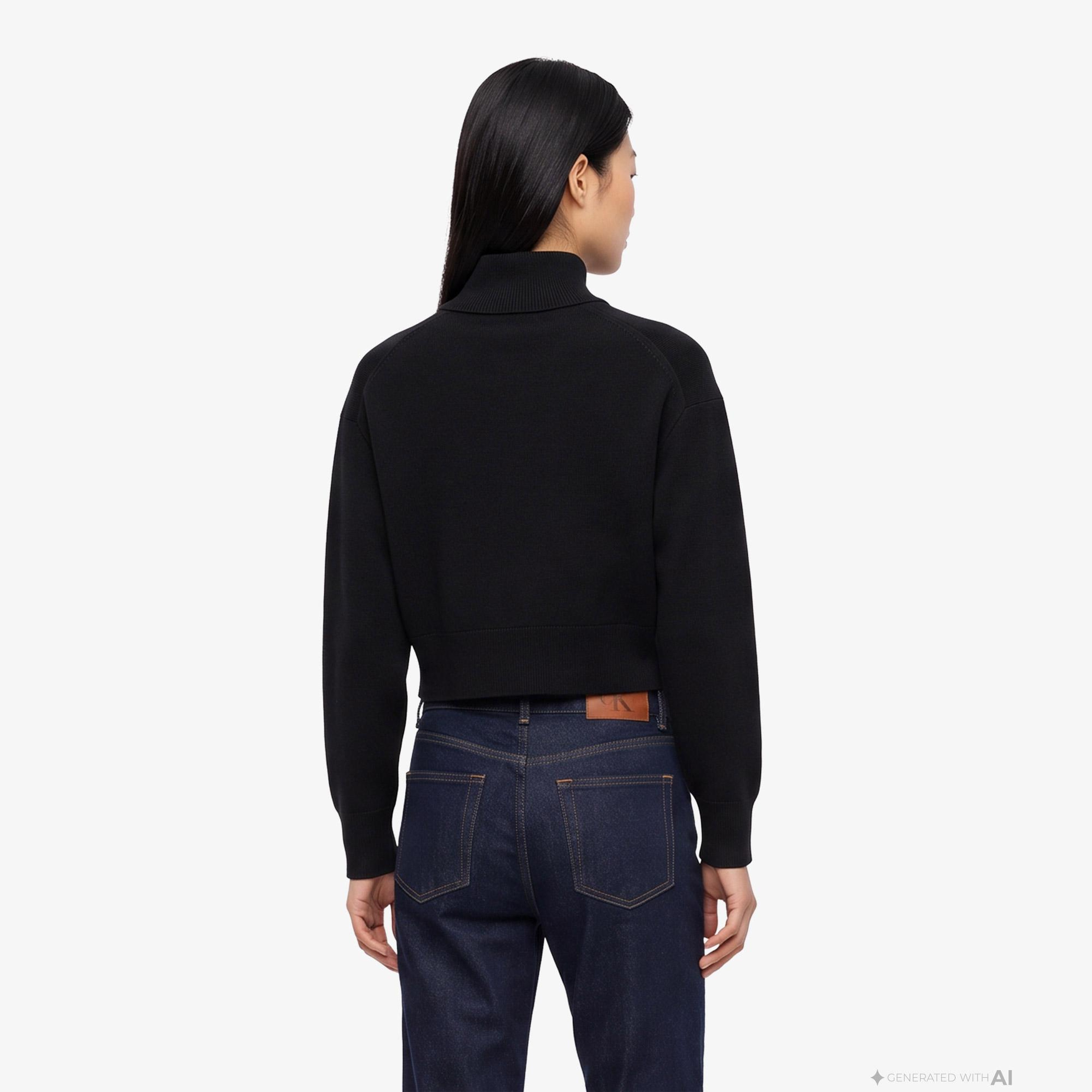 Calvin Klein Logo Pullover Kadın Siyah Triko