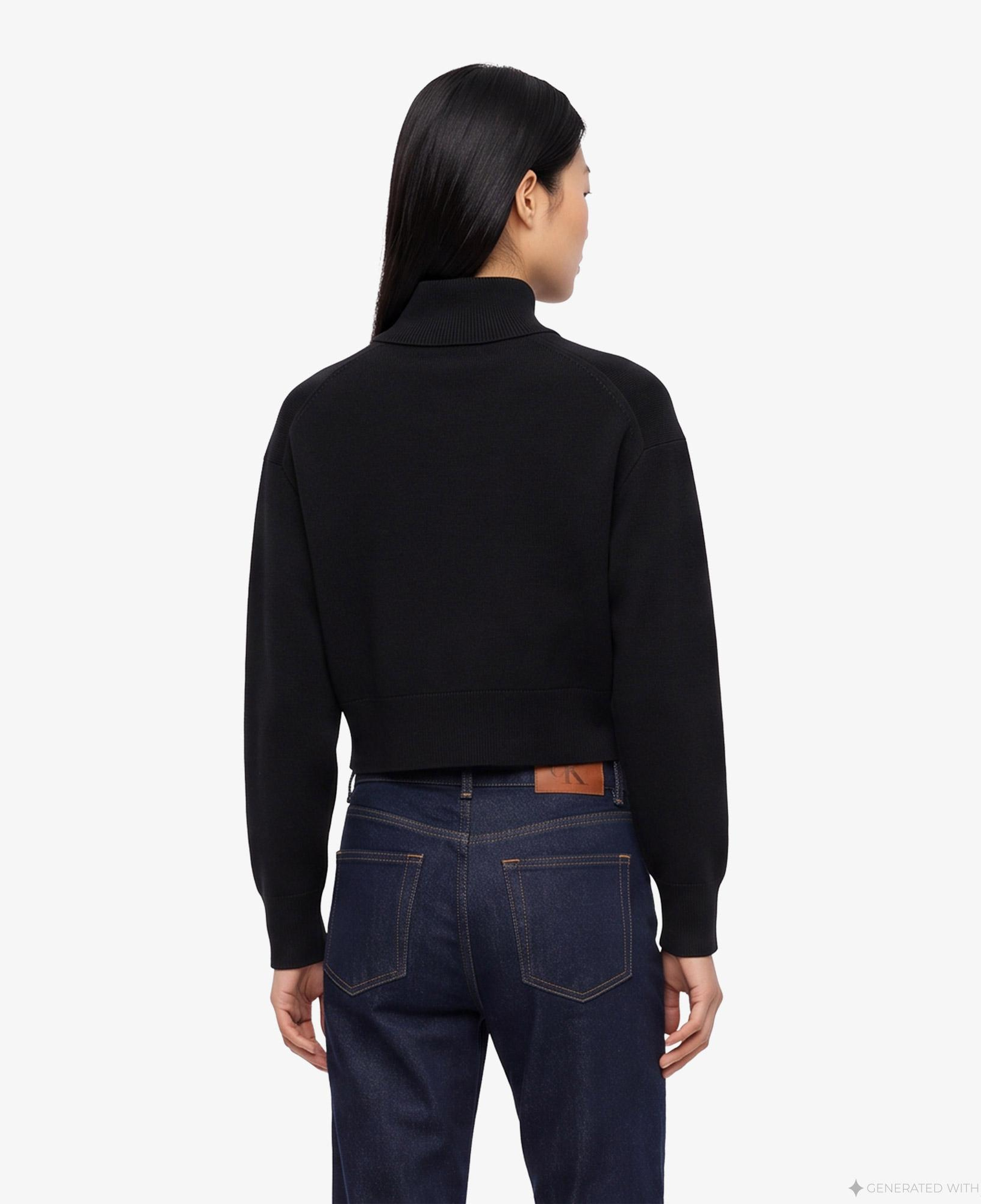 Calvin Klein Logo Pullover Kadın Siyah Triko