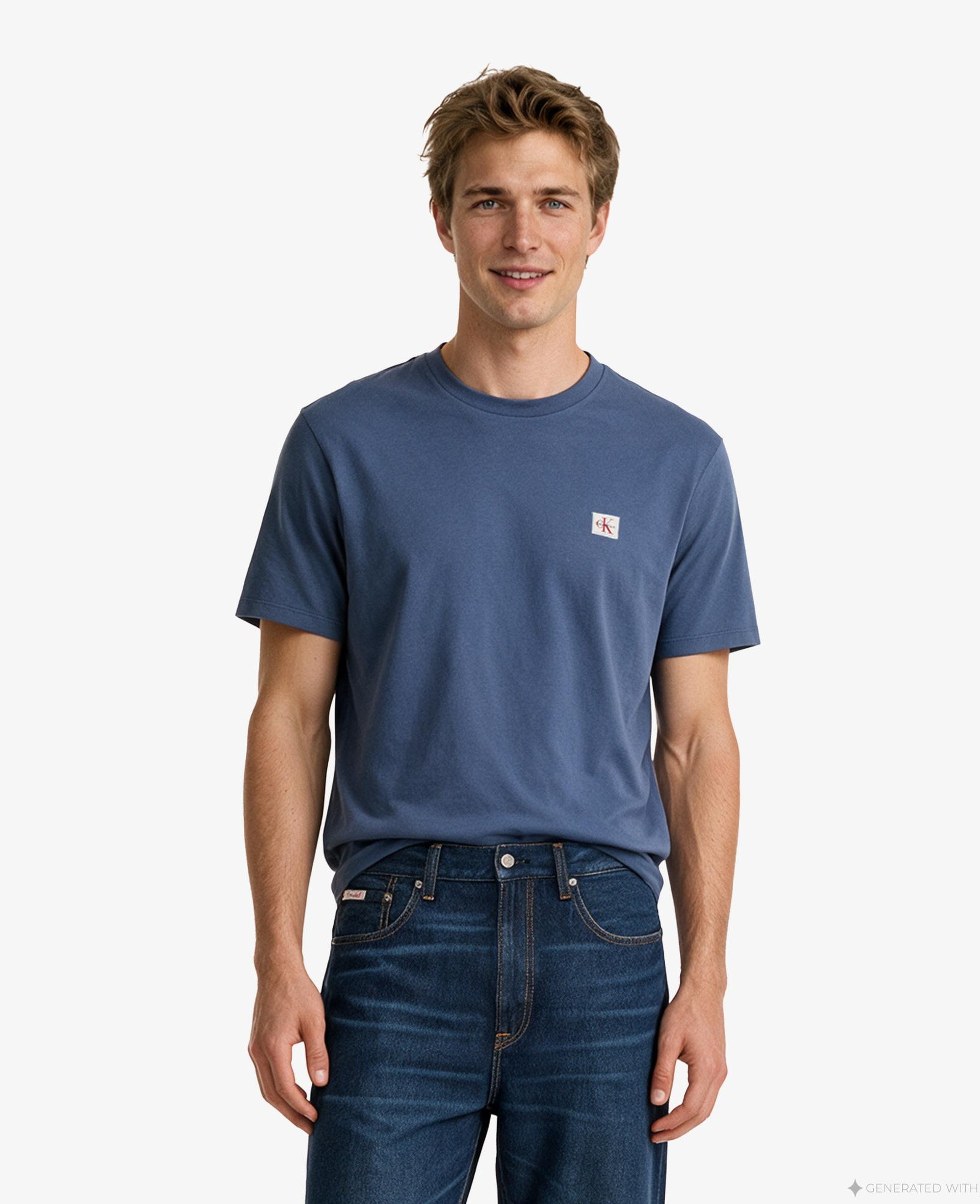 Calvin Klein Badge 30S Classic Erkek Mavi T-Shirt
