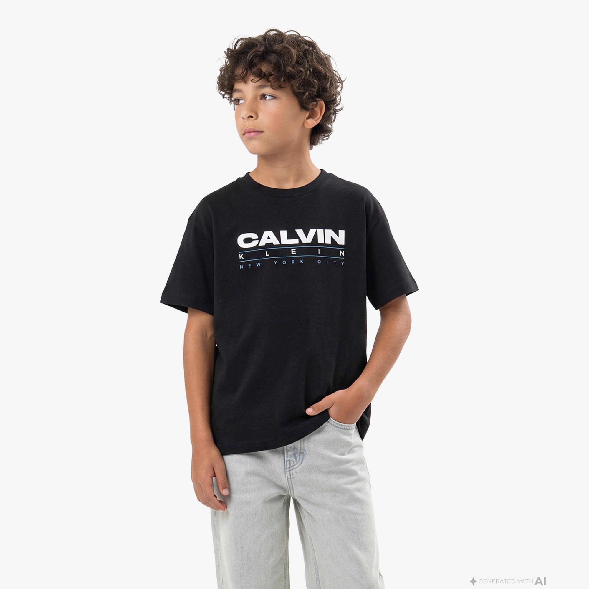 Calvin Klein Print Çocuk Siyah T-Shirt