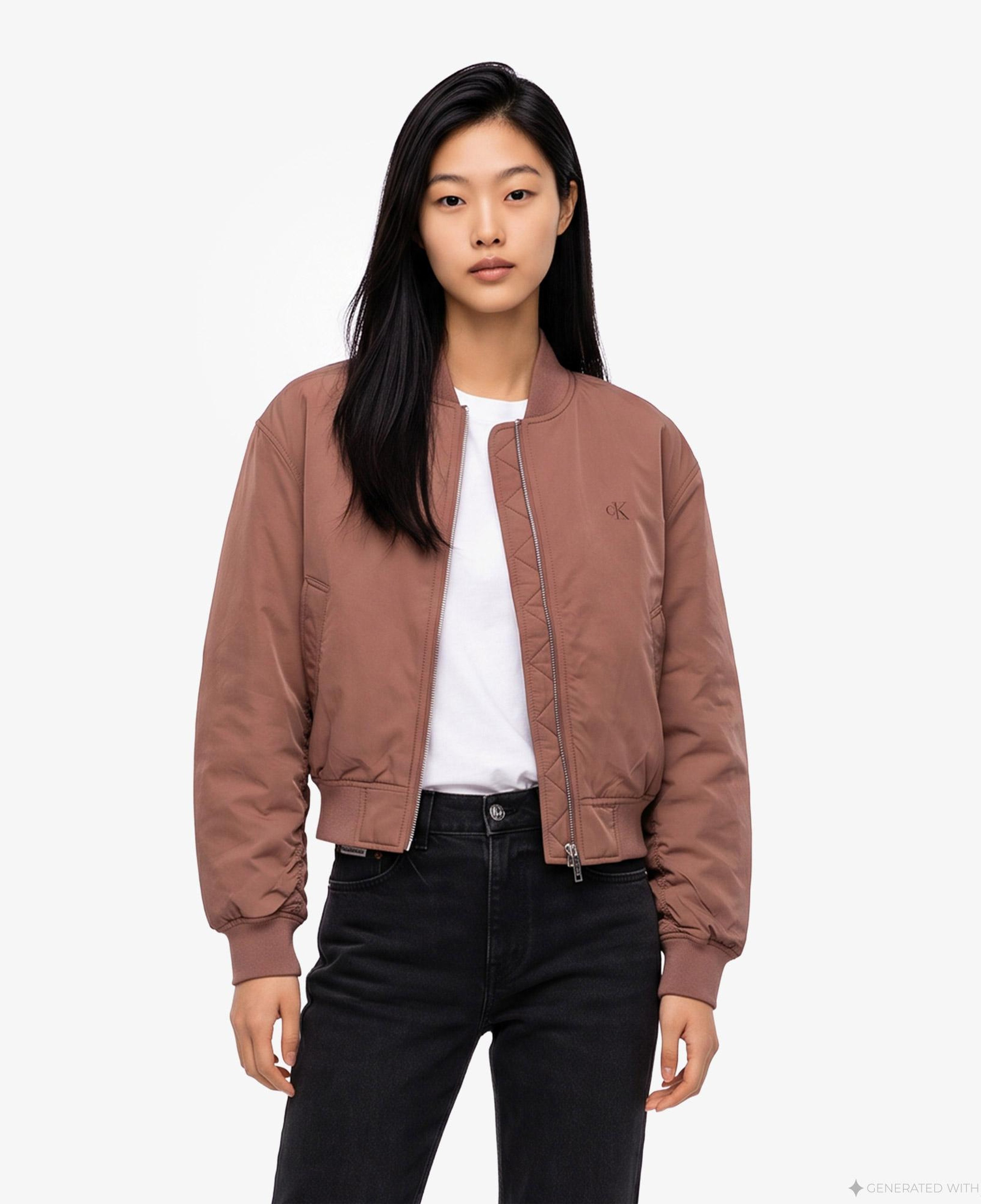 Calvin Klein Essential Nylon Bomber Kadın Kahverengi Ceket