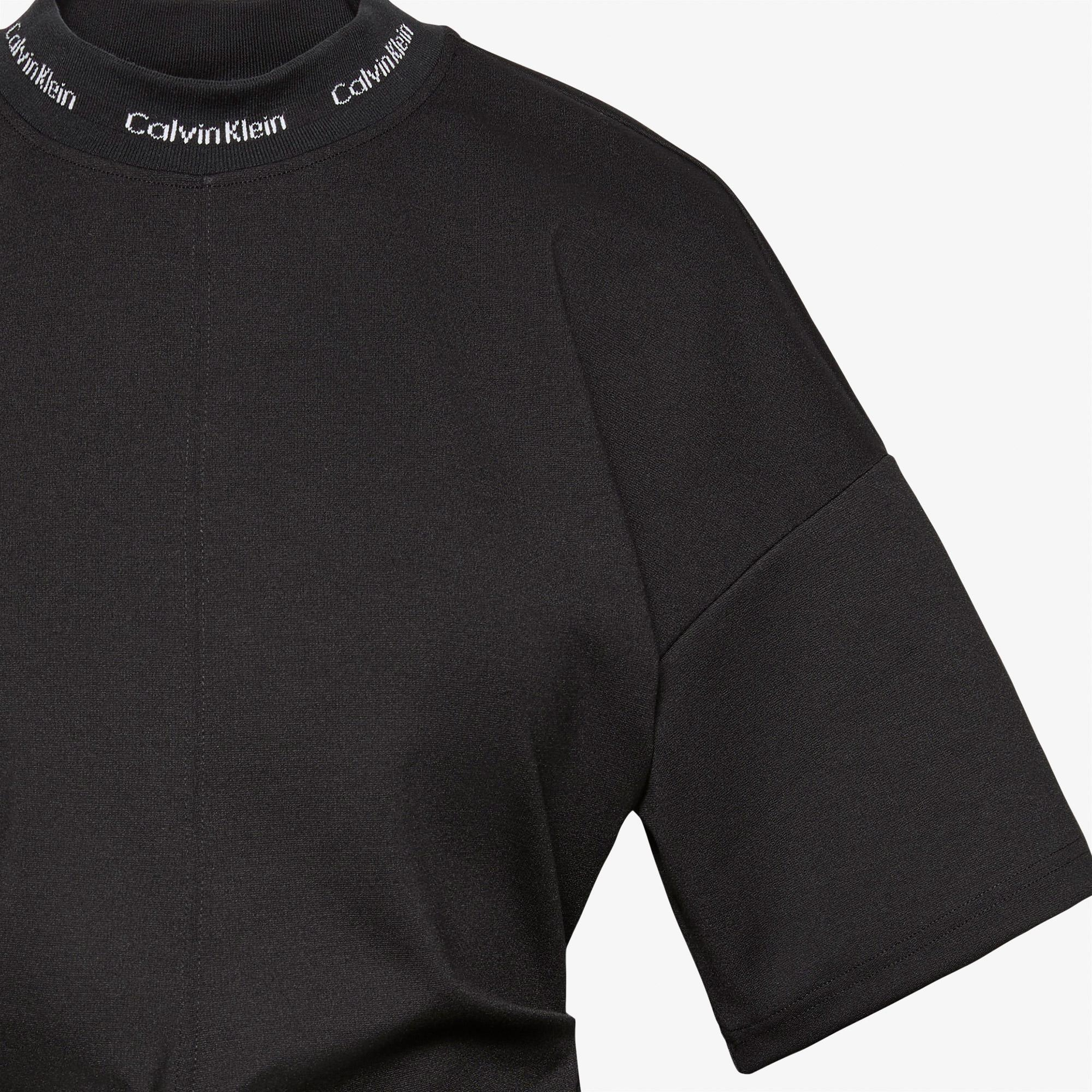 Calvin Klein Logo Rib Interlock Kadın Siyah Elbise