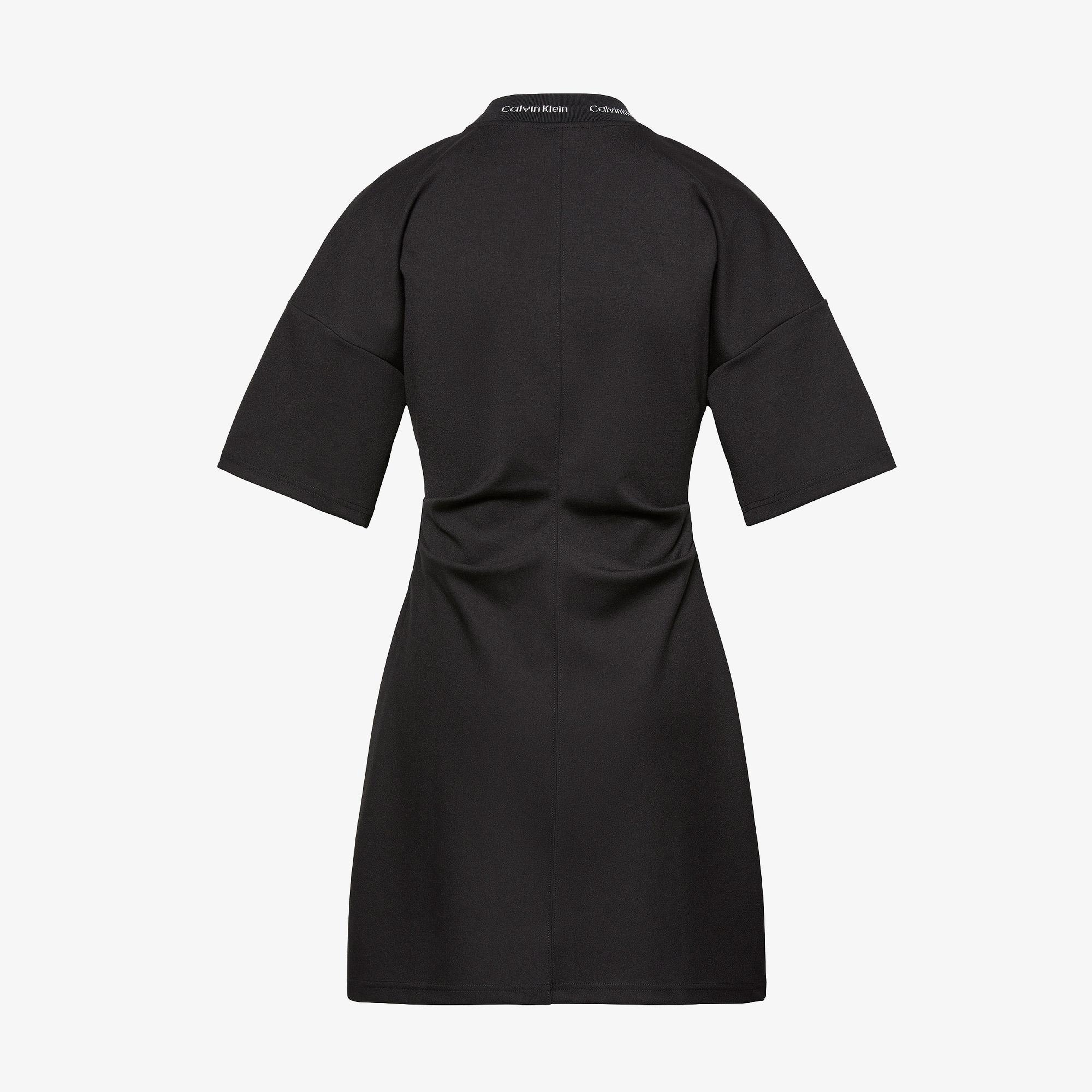 Calvin Klein Logo Rib Interlock Kadın Siyah Elbise