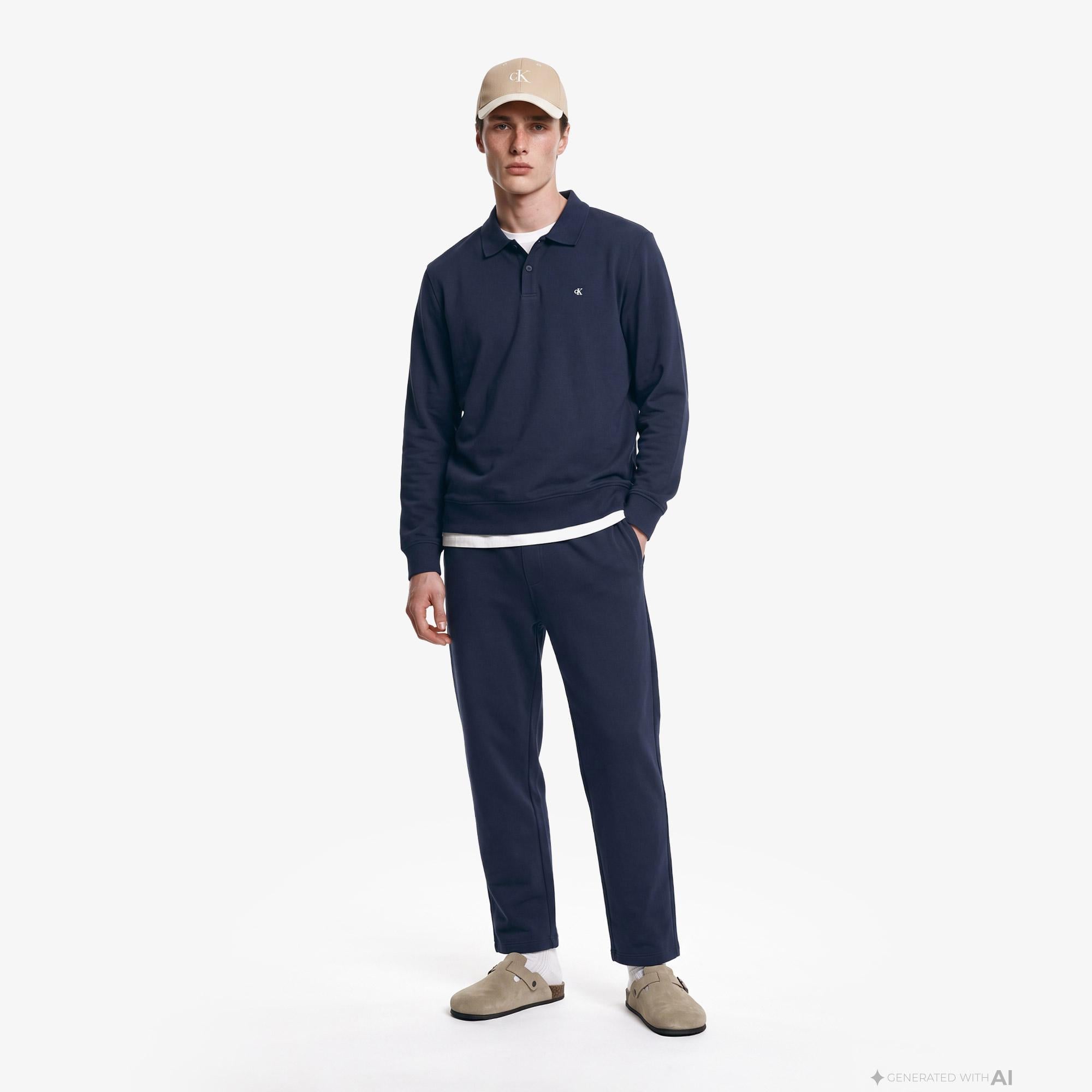 Calvin Klein Casual Pique Easy Erkek Mavi Polo