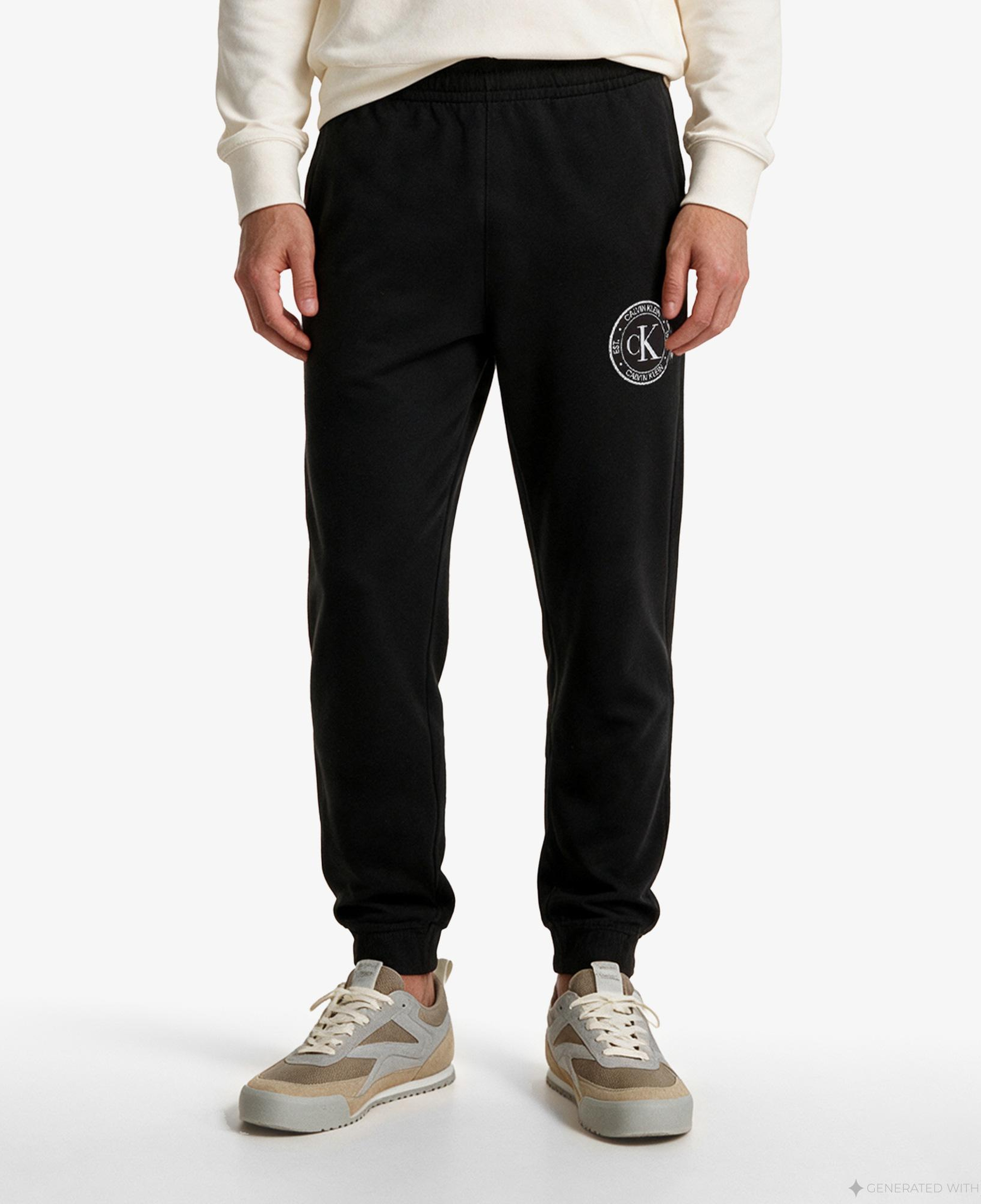 Calvin Klein Terry Crest Graphic Jogger Erkek Siyah Eşofman Altı