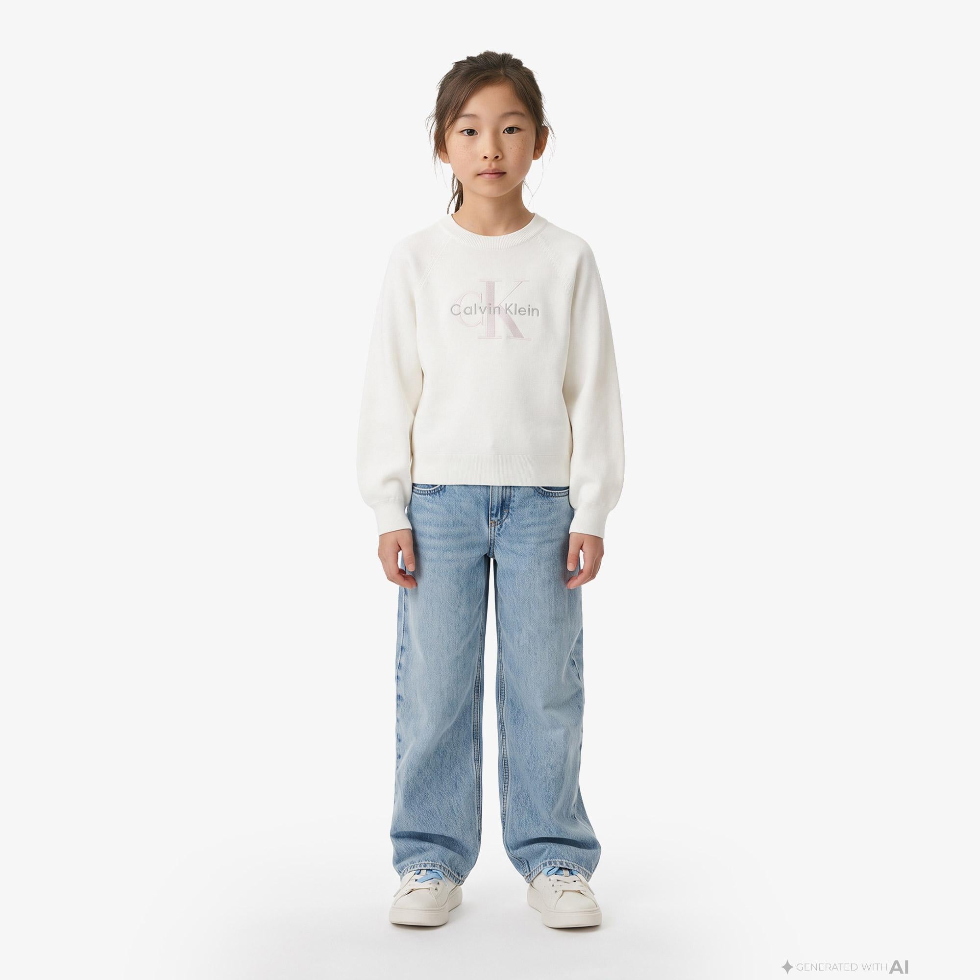 Calvin Klein Monologo Fashion Çocuk Beyaz Triko