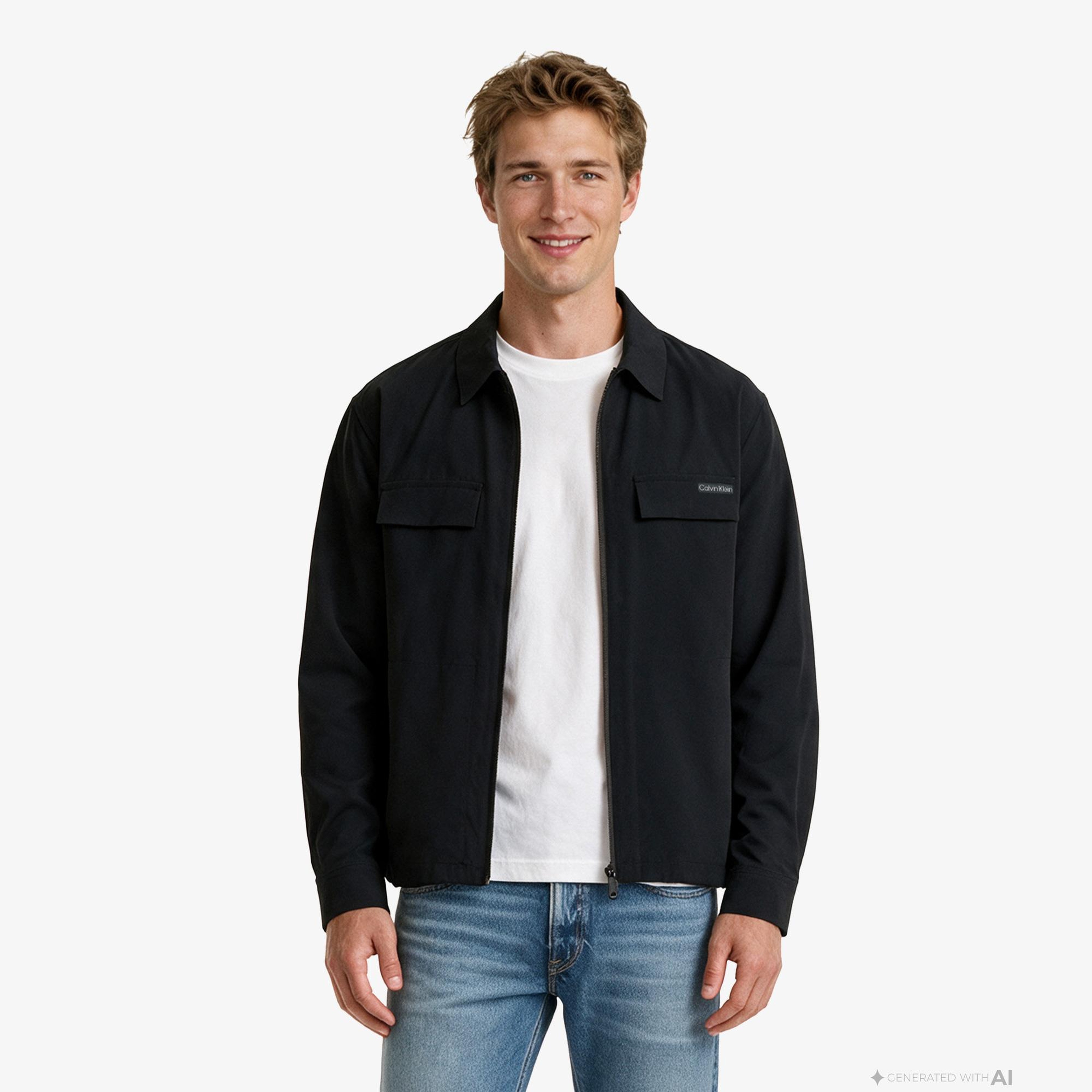 Calvin Klein Tech Nylon Blouson Erkek Siyah Ceket