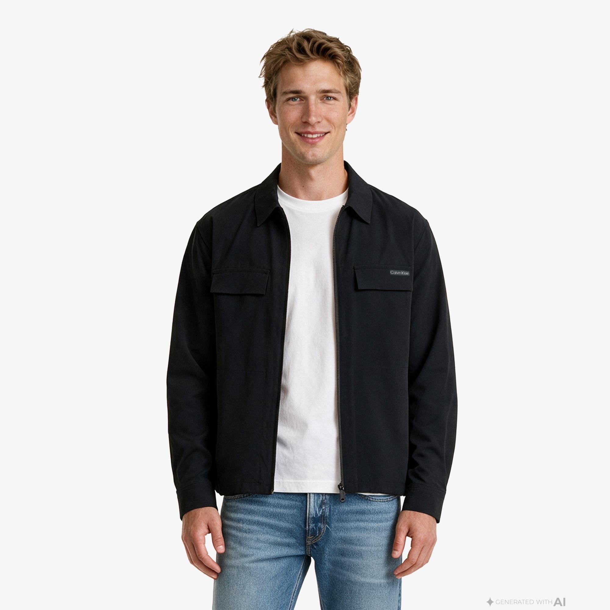 Calvin Klein Tech Nylon Blouson Erkek Siyah Ceket