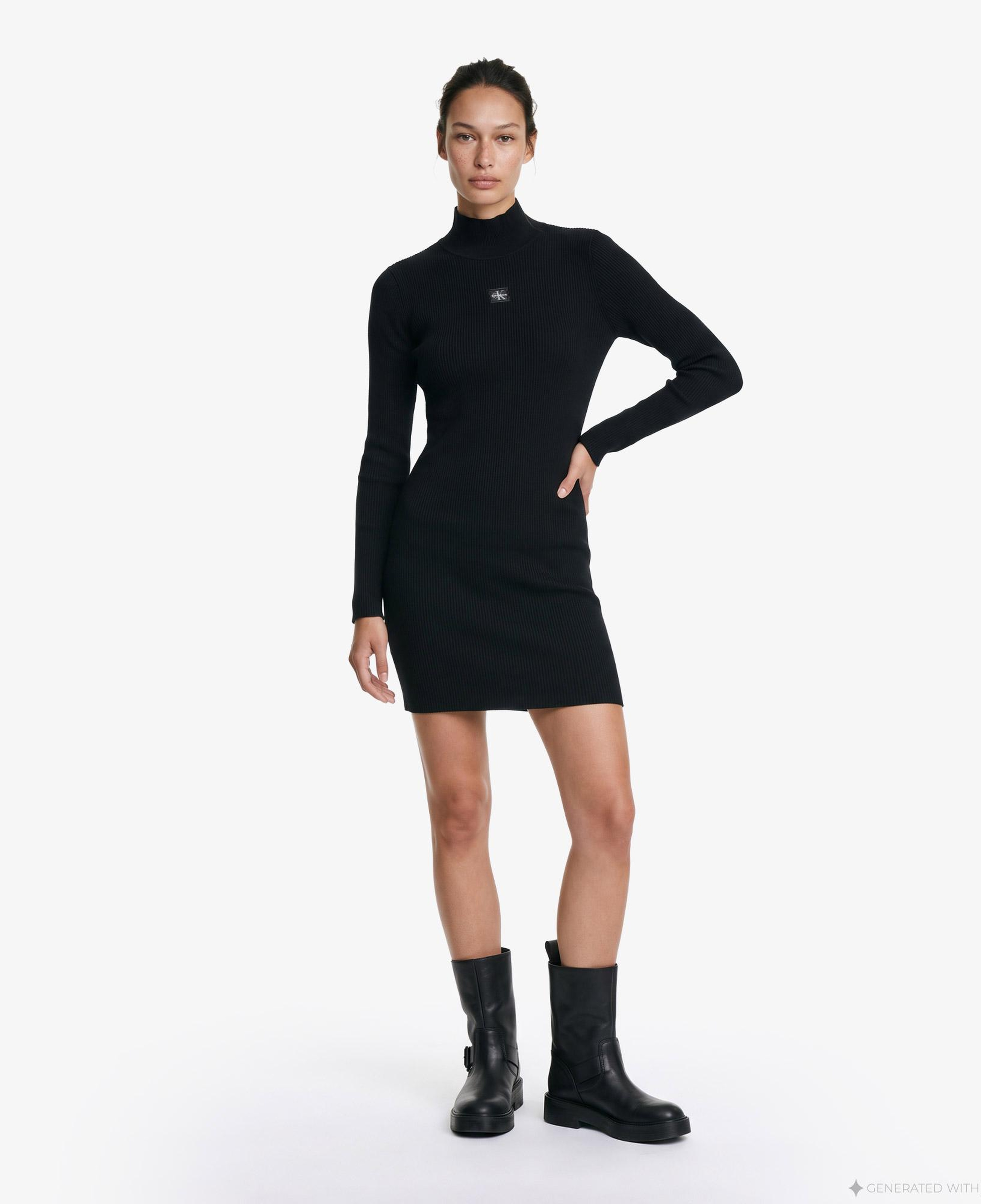 Calvin Klein Woven Label Mini Kadın Siyah Elbise