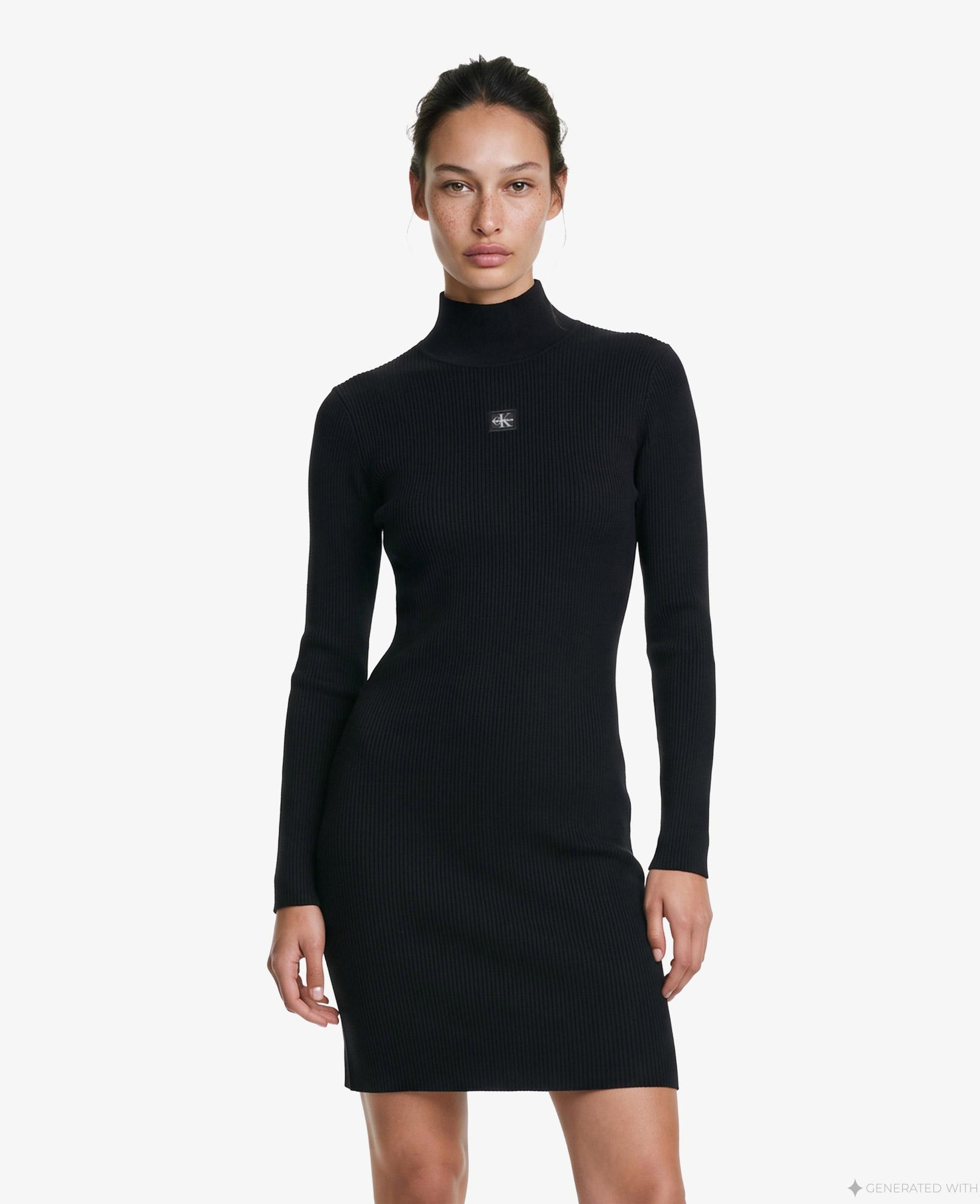 Calvin Klein Woven Label Mini Kadın Siyah Elbise