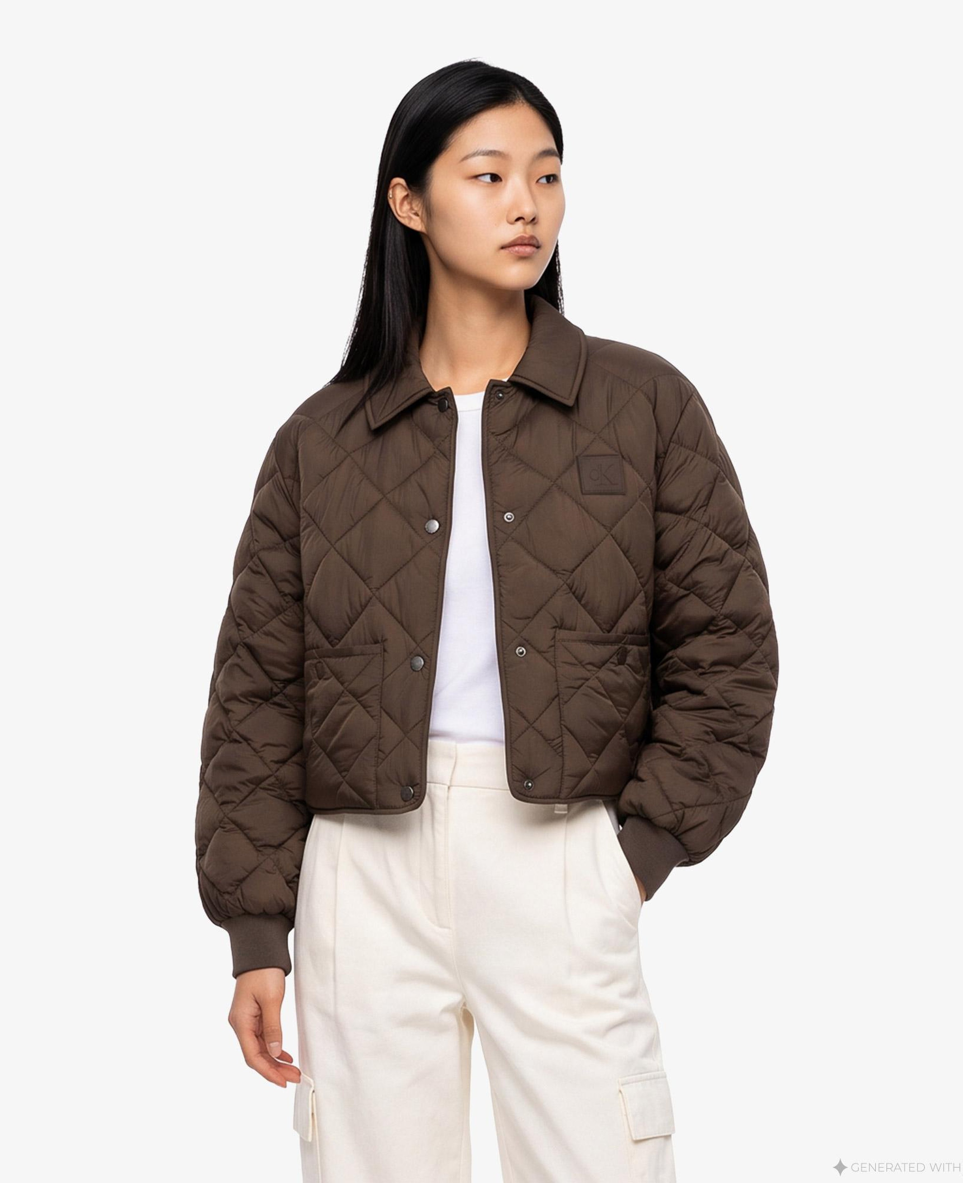 Calvin Klein Short Seasonal Quilted Liner Kadın Kahverengi Ceket