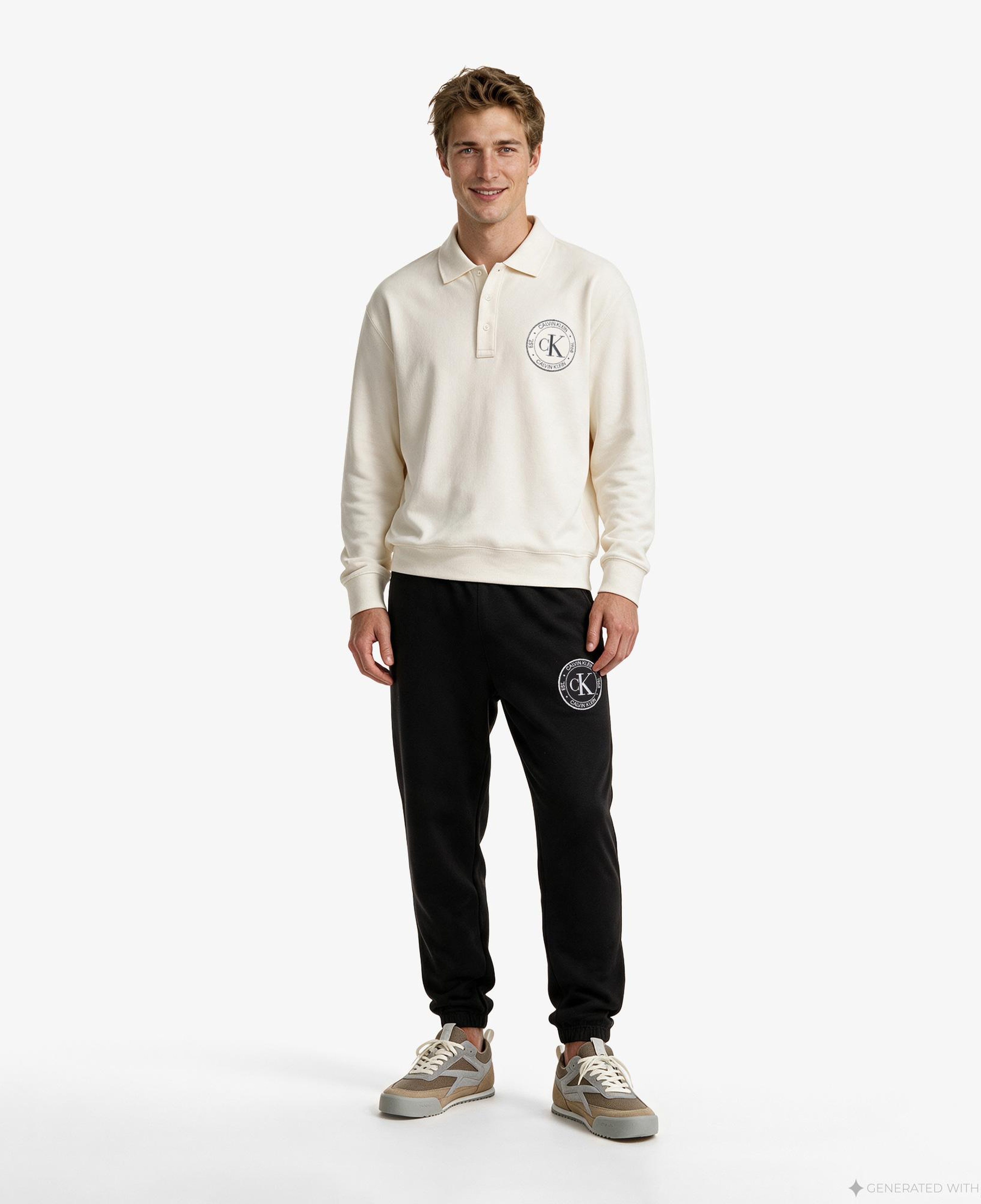 Calvin Klein Terry Graphic Erkek Beyaz Sweatshirt