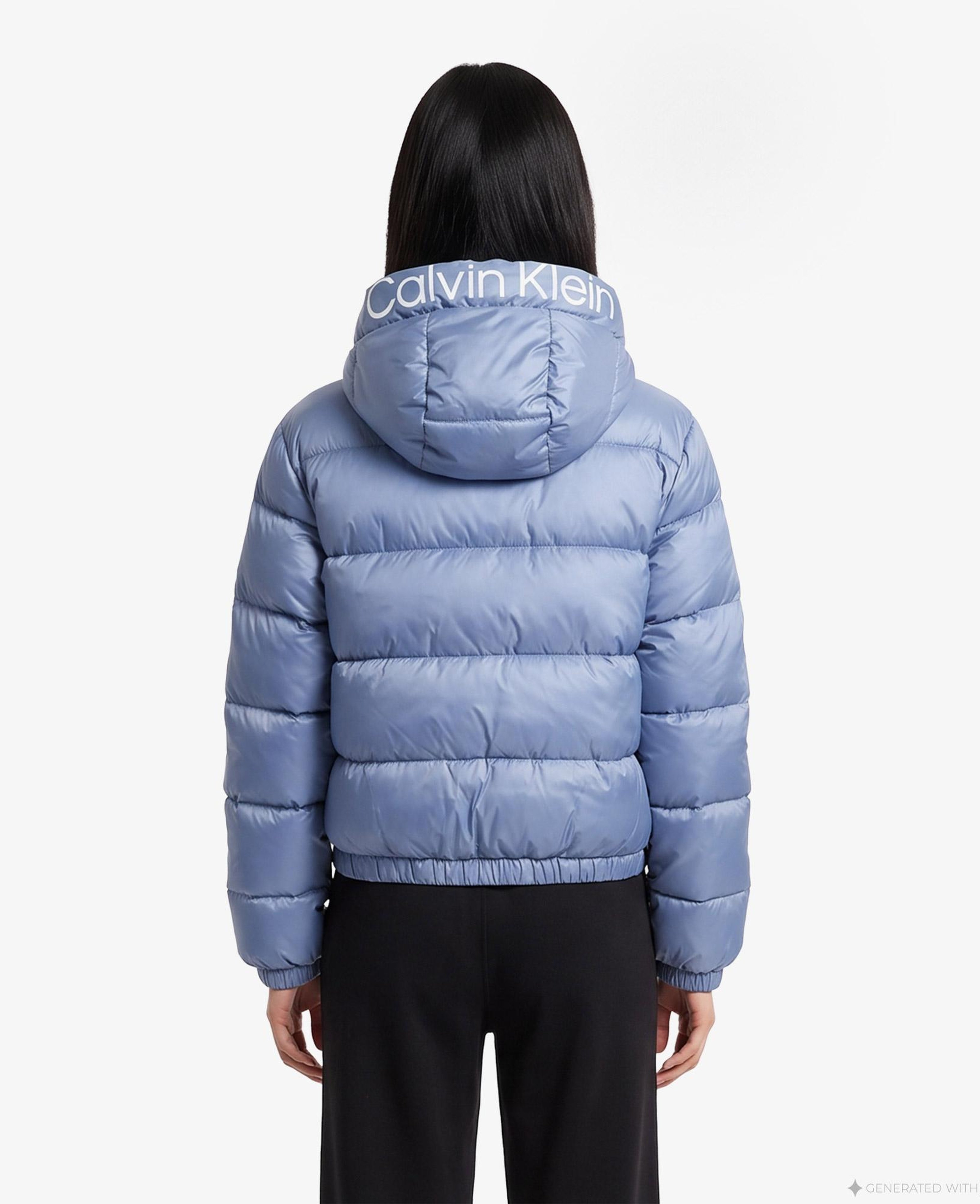 Calvin Klein Short Logo Puffer Kadın Mavi Ceket