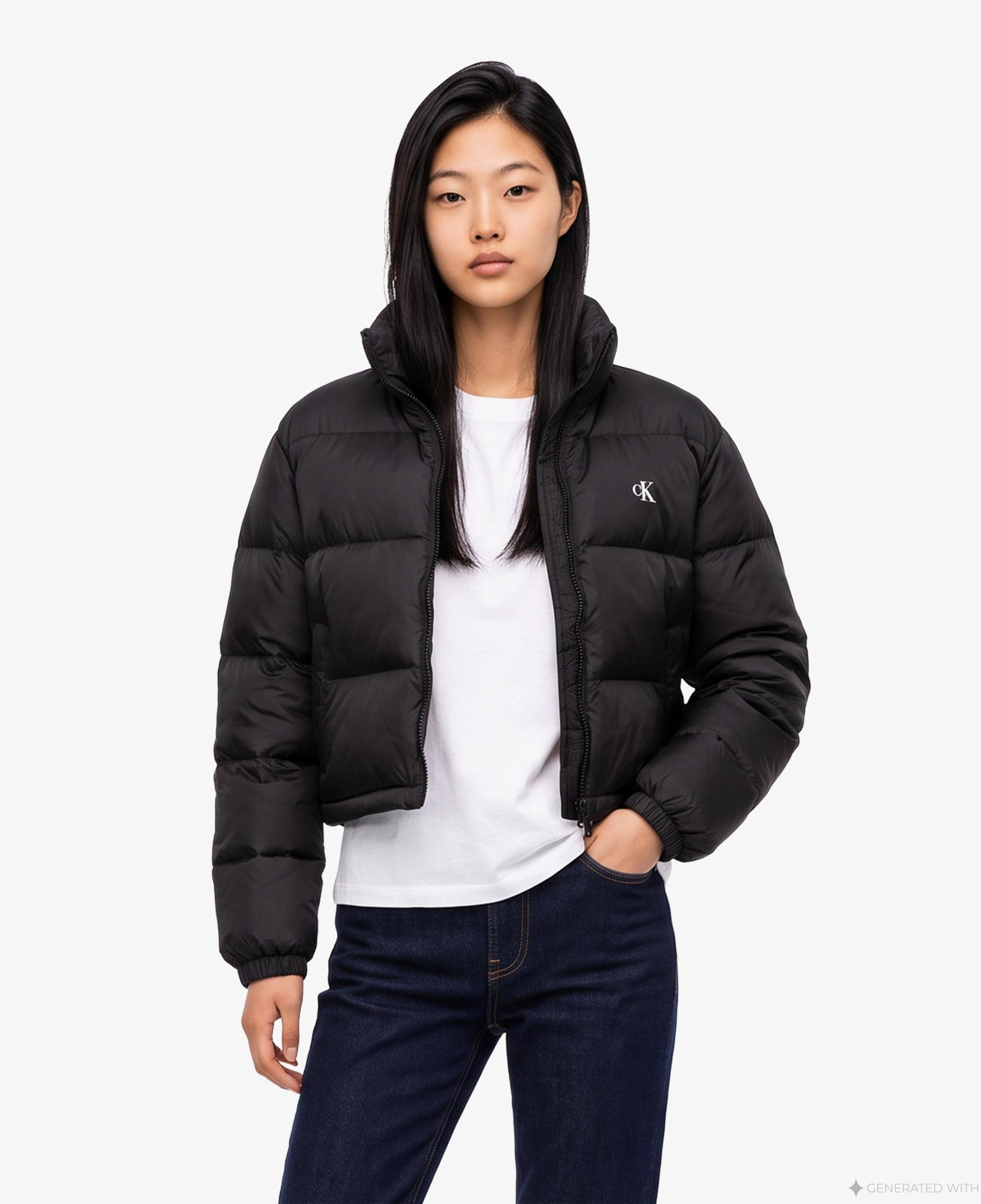 Calvin Klein Essential Crop Puffer Kadın Siyah Ceket