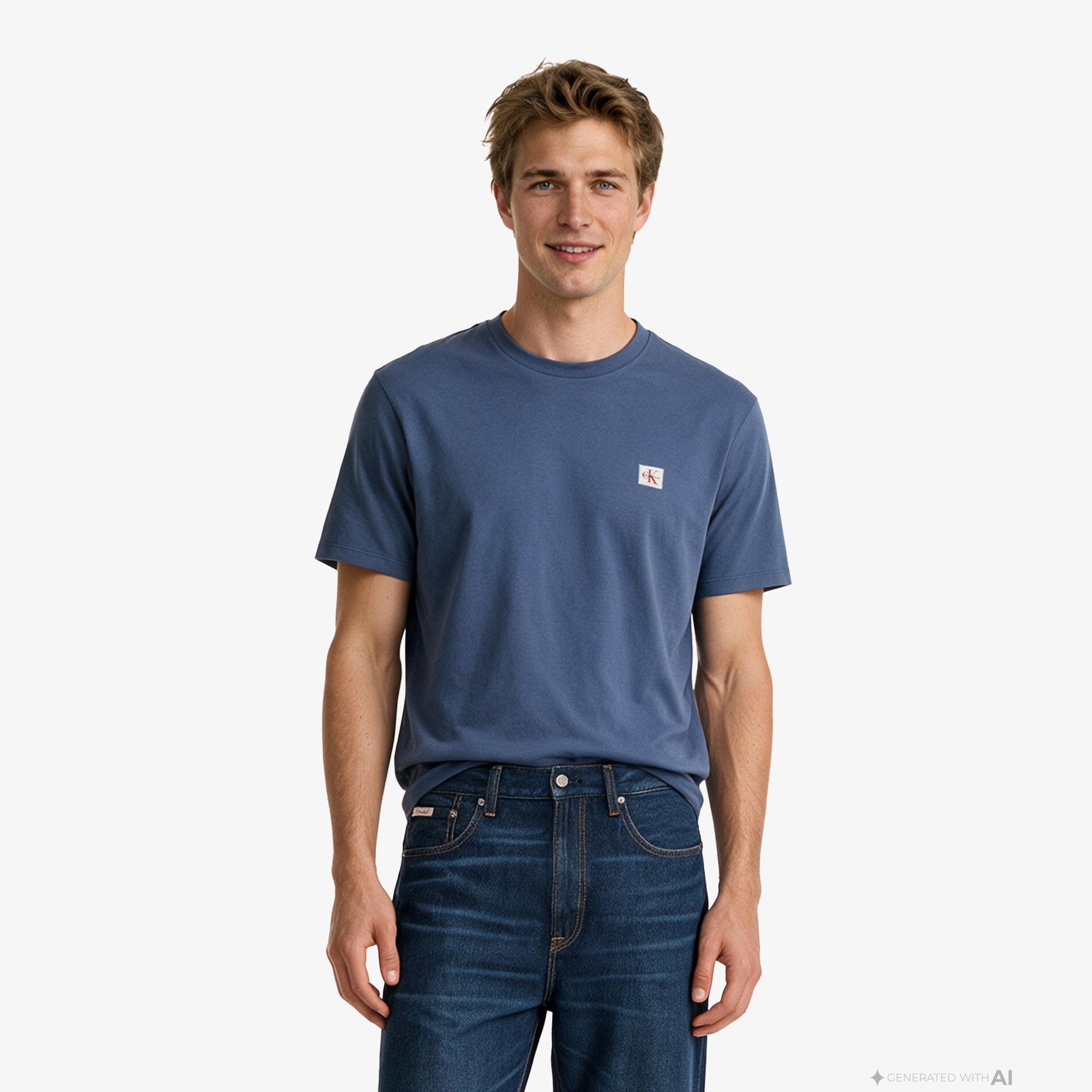 Calvin Klein Badge 30S Classic Erkek Mavi T-Shirt