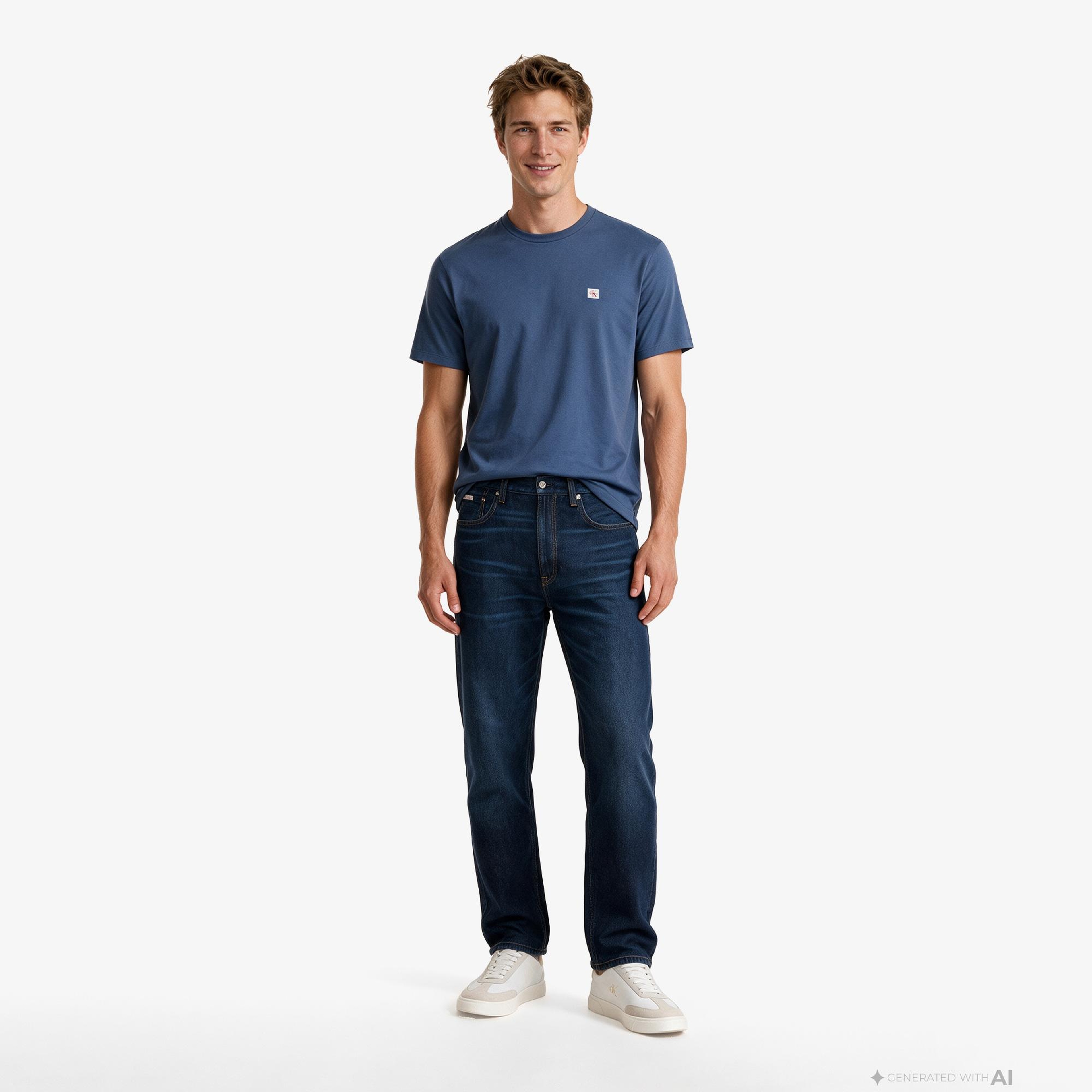 Calvin Klein Badge 30S Classic Erkek Mavi T-Shirt