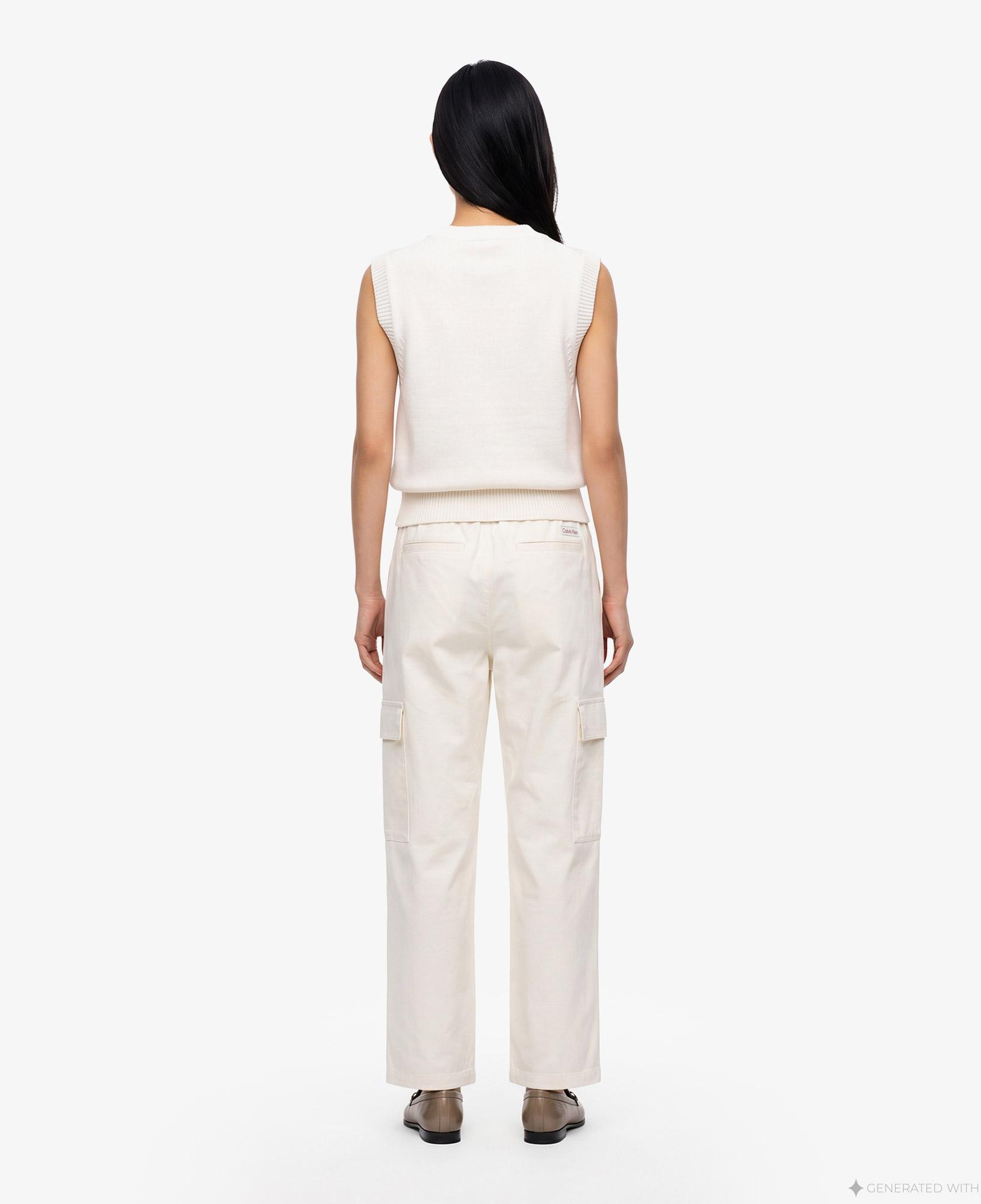 Calvin Klein Cotton EWaist Cargo Kadın Beyaz Pantolon