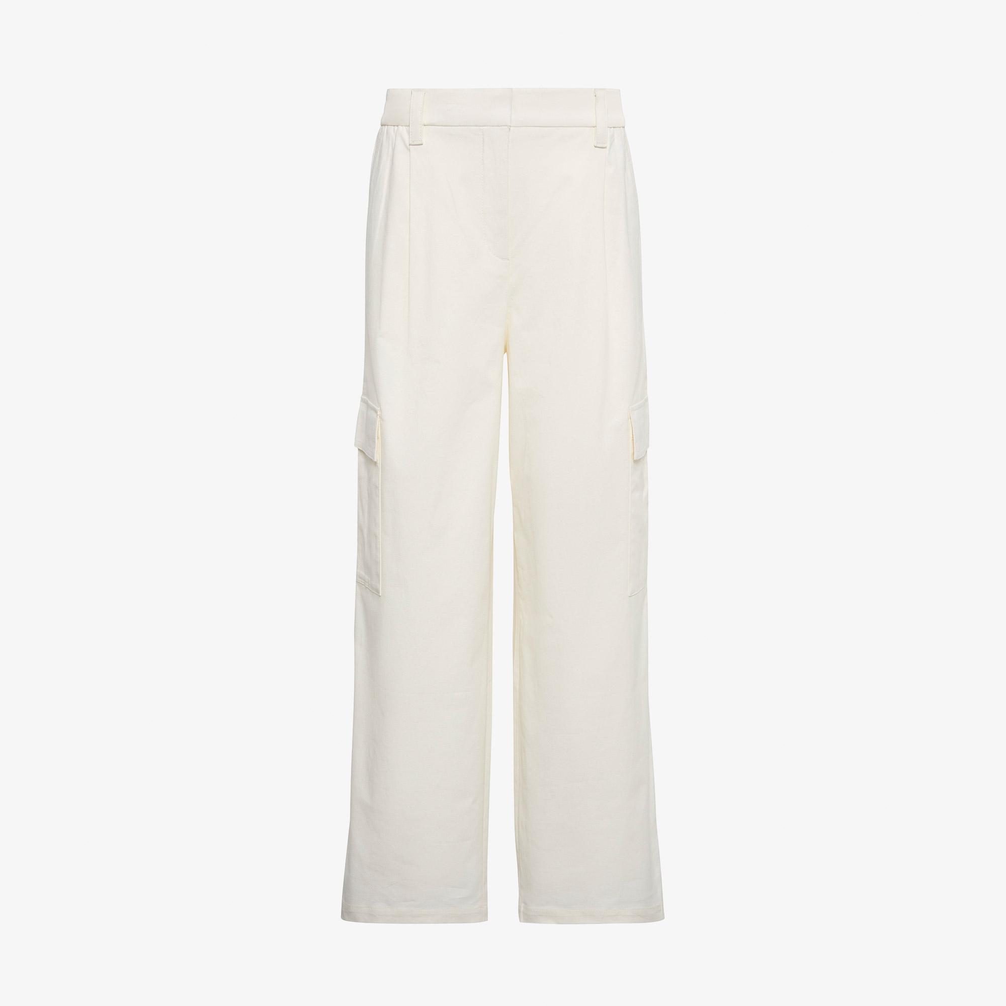 Calvin Klein Cotton EWaist Cargo Kadın Beyaz Pantolon