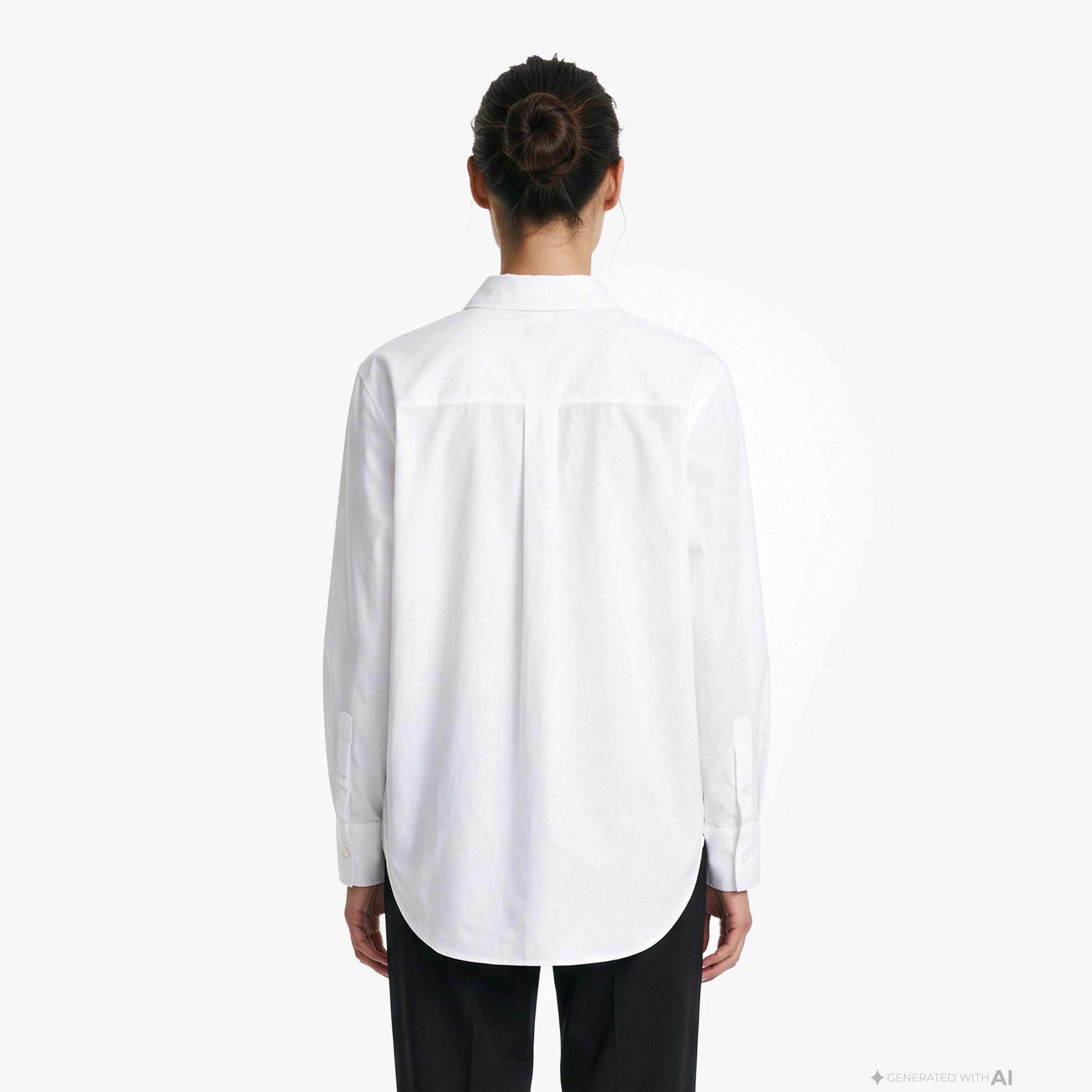 Calvin Klein Cotton Poplin Relaxed Woven Kadın Beyaz Gömlek