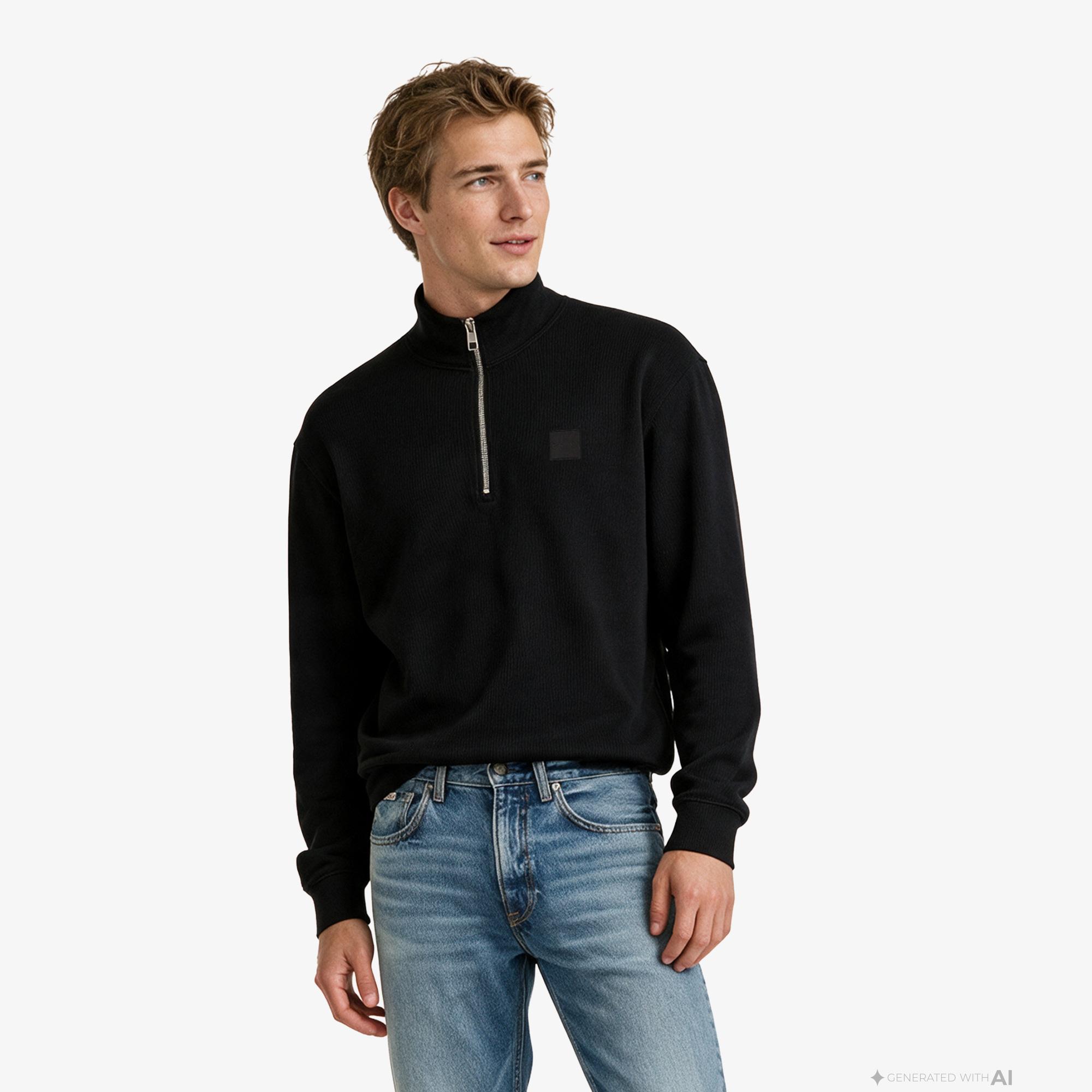 Calvin Klein Terry Rubber Badge Erkek Siyah Sweatshirt