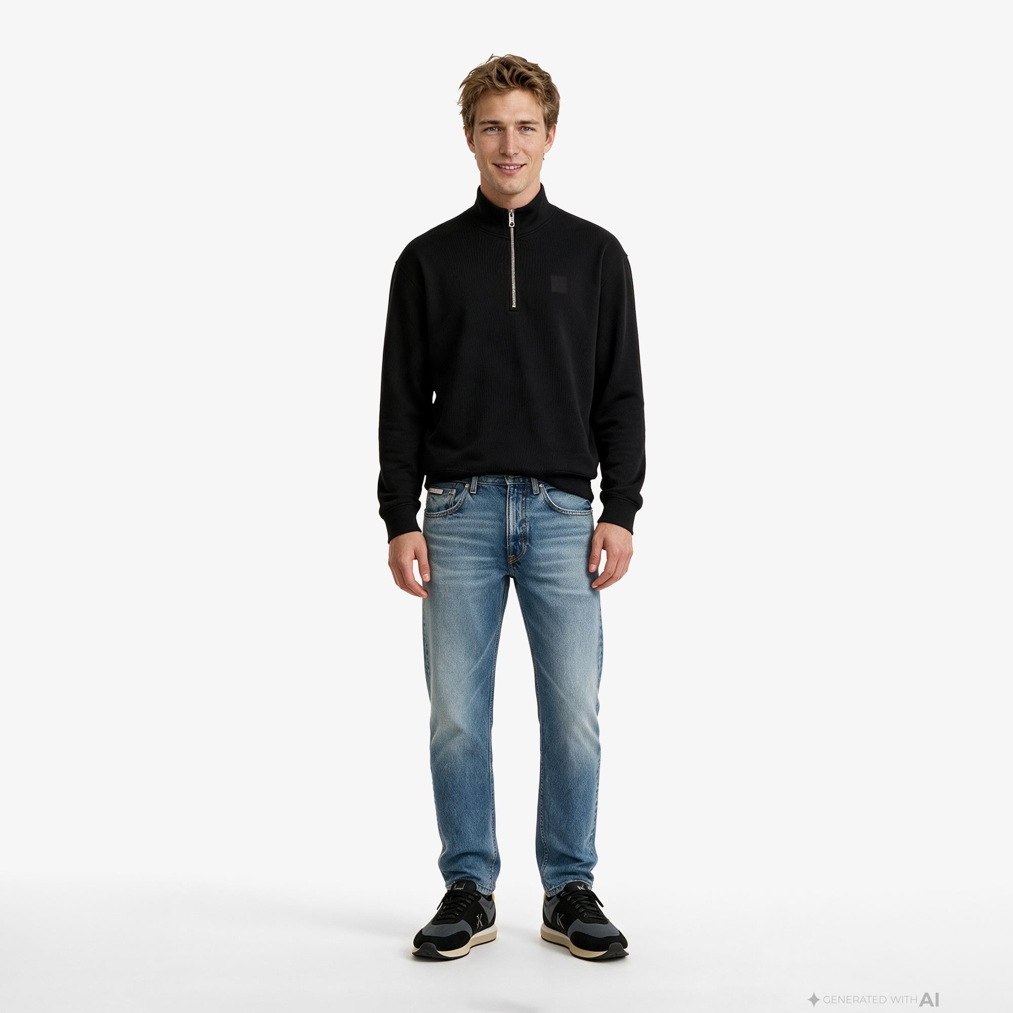 Calvin Klein Terry Rubber Badge Erkek Siyah Sweatshirt