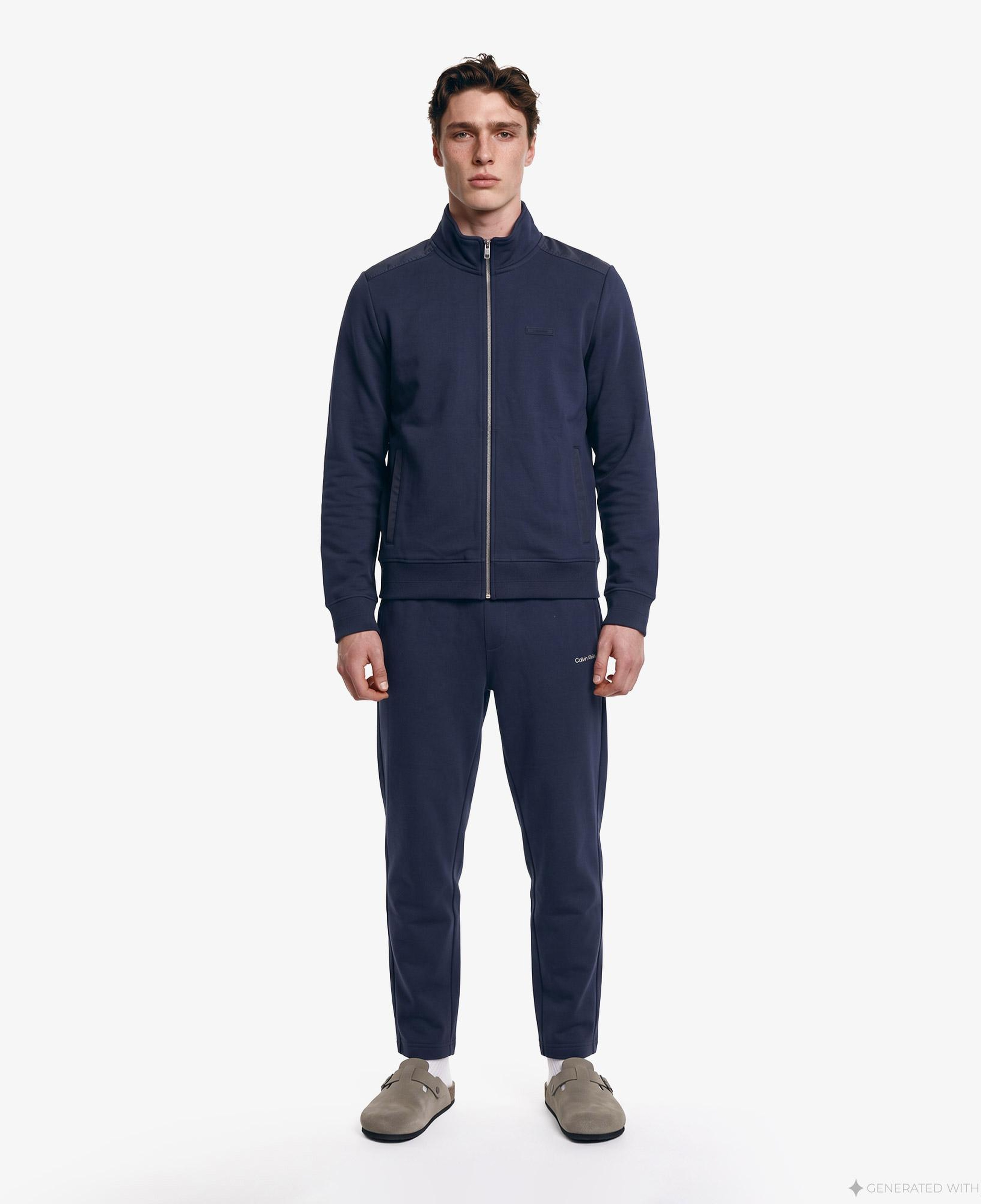 Calvin Klein Prime Terry Micro Logo Erkek Mavi Sweatshirt