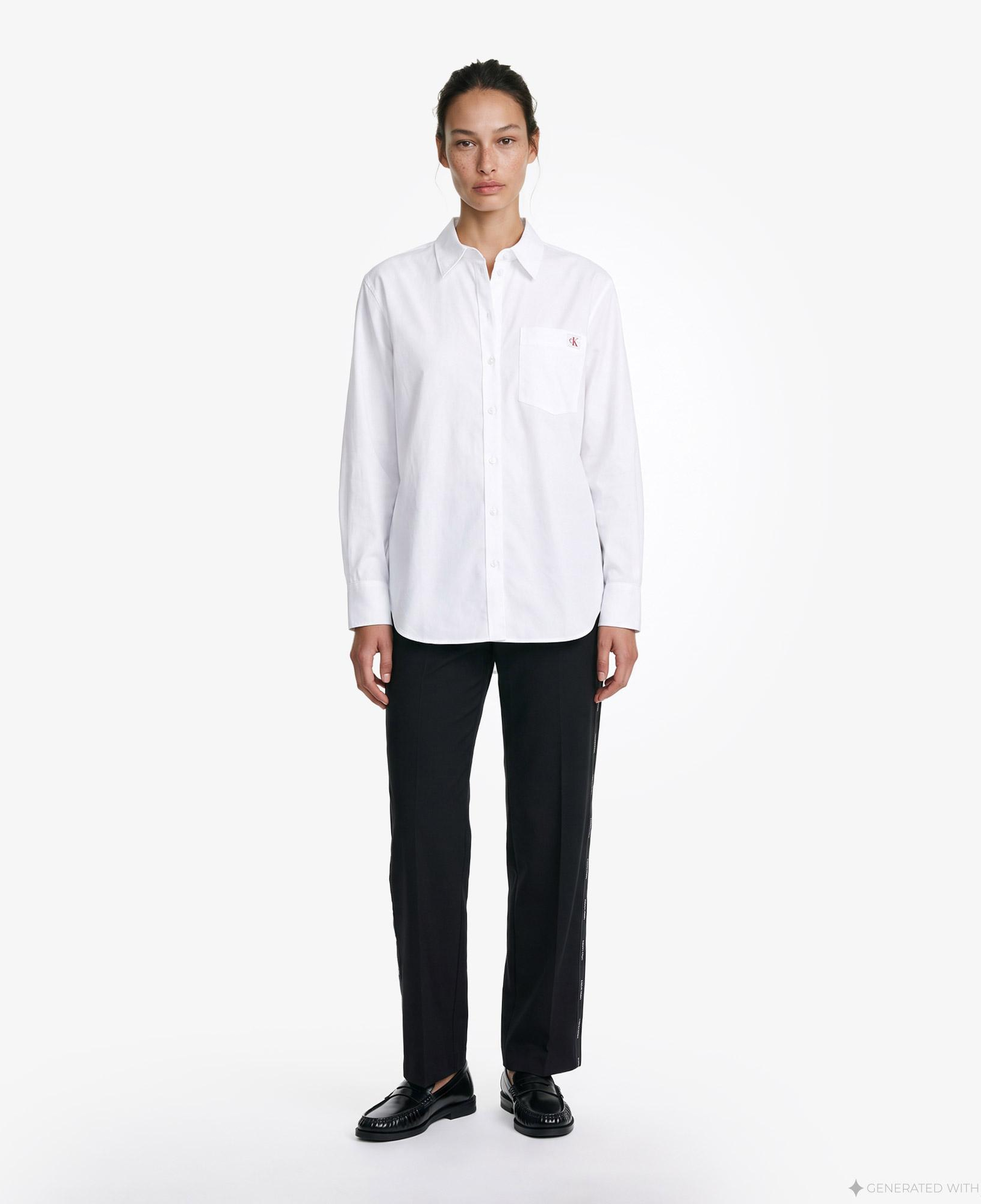 Calvin Klein Cotton Poplin Relaxed Woven Kadın Beyaz Gömlek