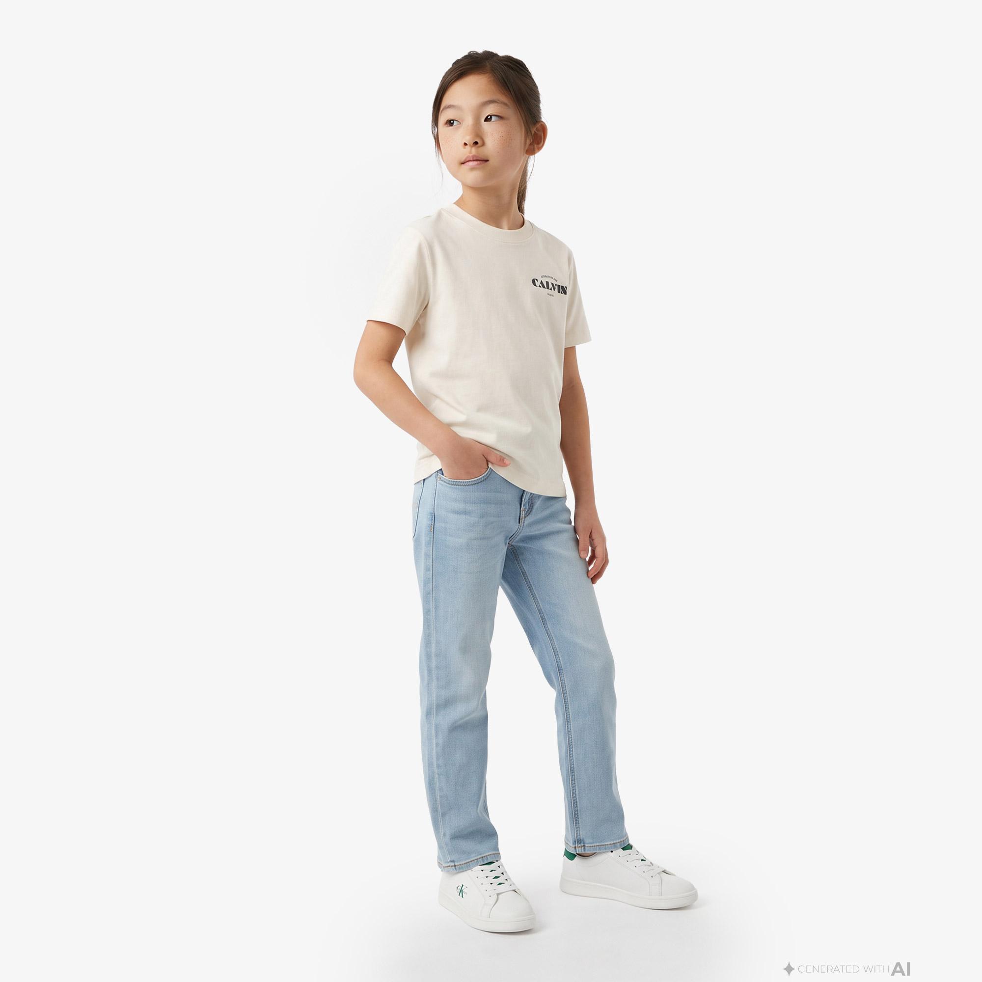 Calvin Klein Small Chest Print Çocuk Beyaz T-Shirt