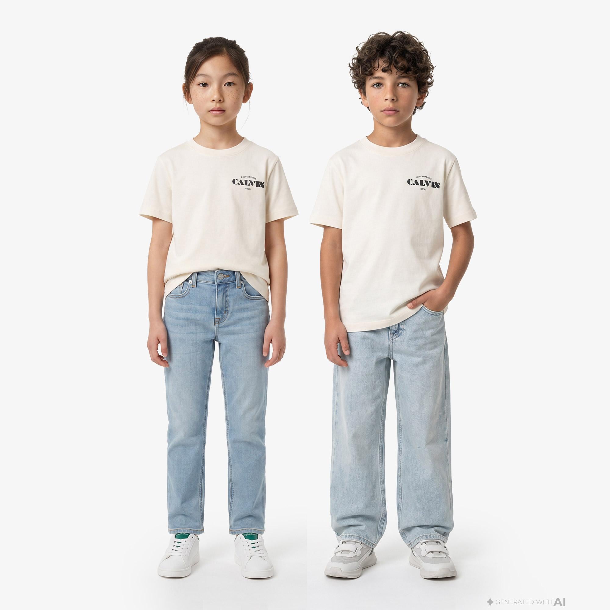 Calvin Klein Small Chest Print Çocuk Beyaz T-Shirt