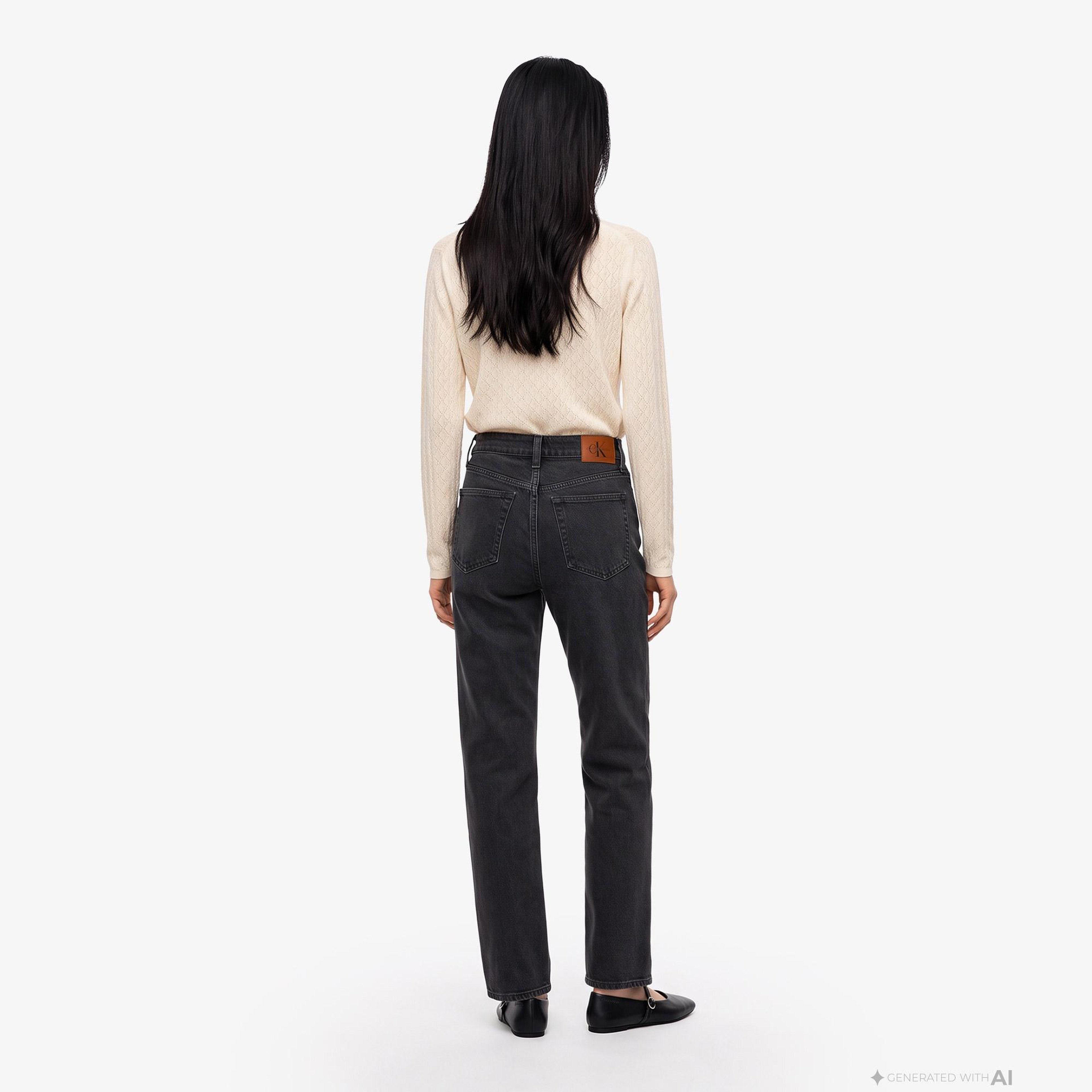 Calvin Klein High Rise Straight Midnight Kadın Siyah Jean