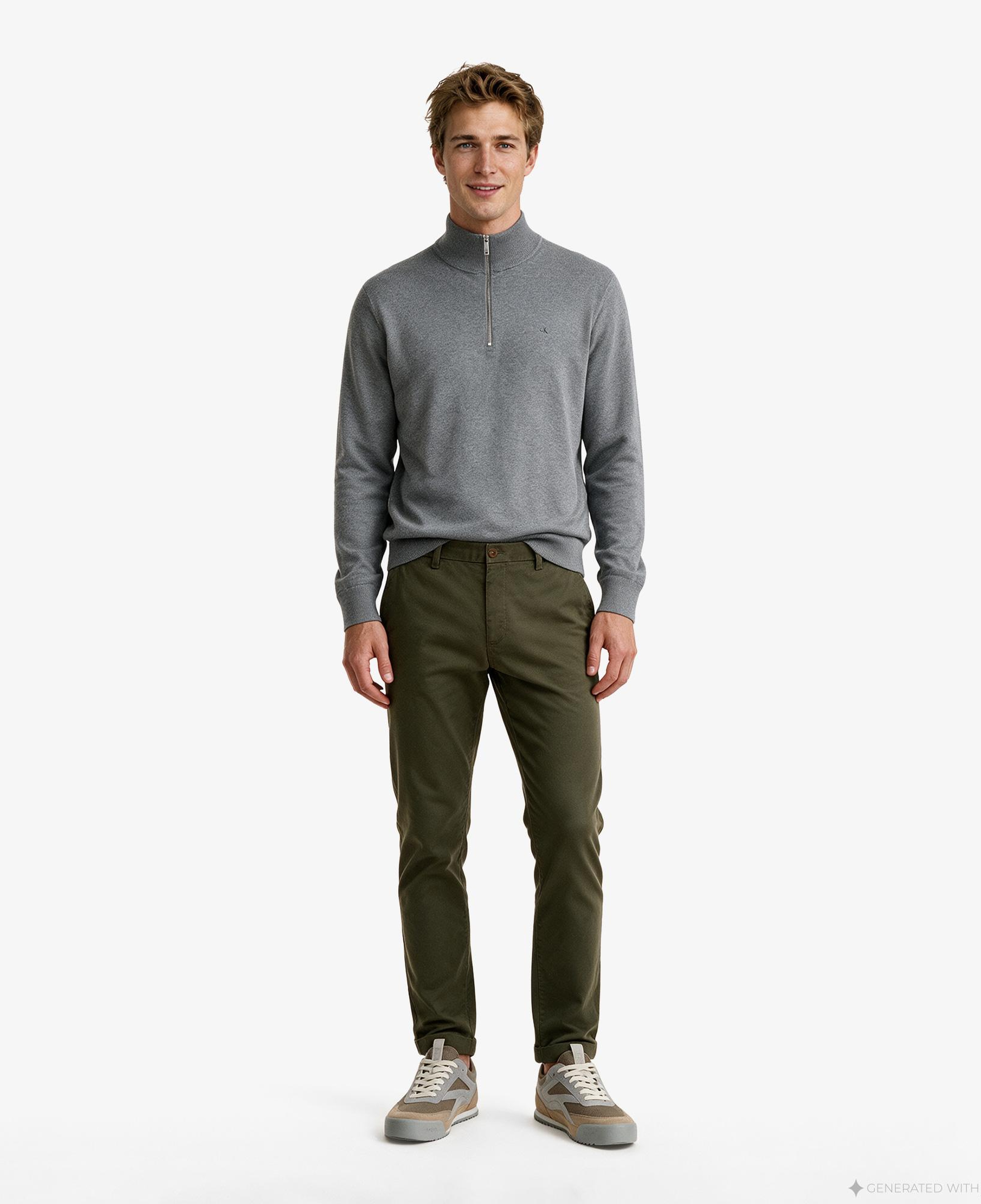 Calvin Klein Slim Cotton Erkek Bej Pantolon